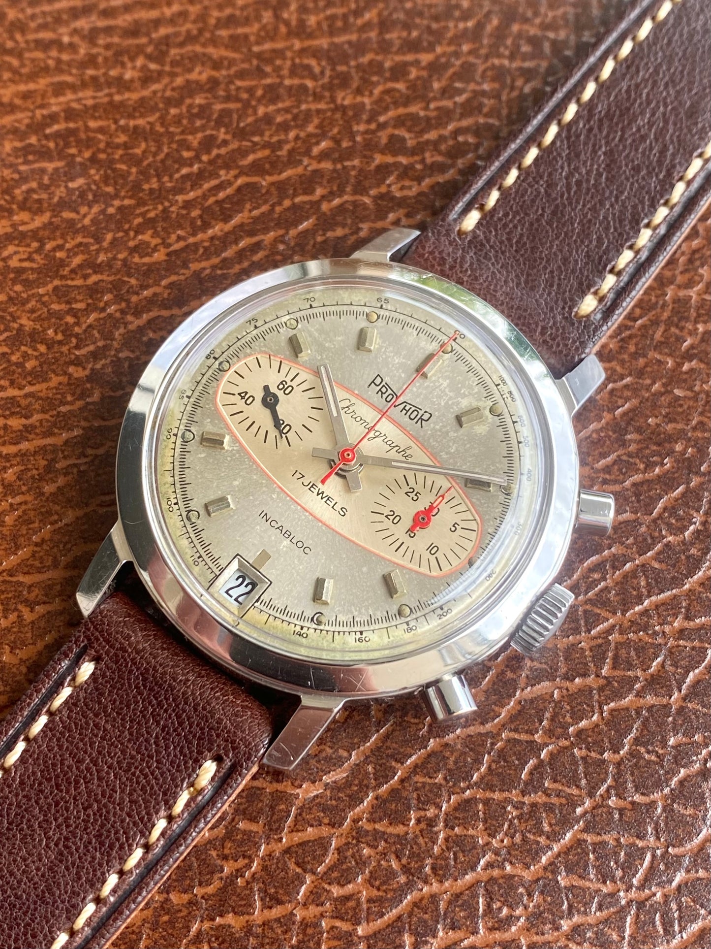 Provhor Chronographe Racing Landeron 189 Montre Rallye Mécanique 1970