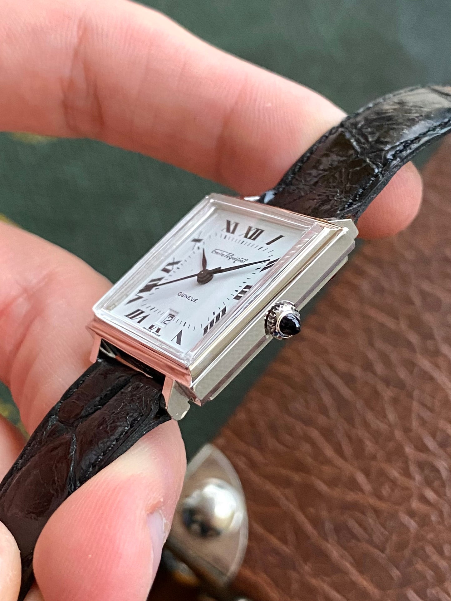 Emile Pequignet NOS Neuve de Stock - Montre Vintage Automatic Carré Chiffres Romains ETA 2670 - 1970