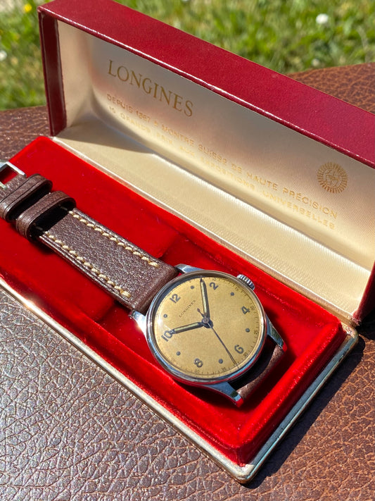 Longines 12.68n Montre Vintage Mécanique Acier - Ref.23287 - 1947 + Boîte & Boucle