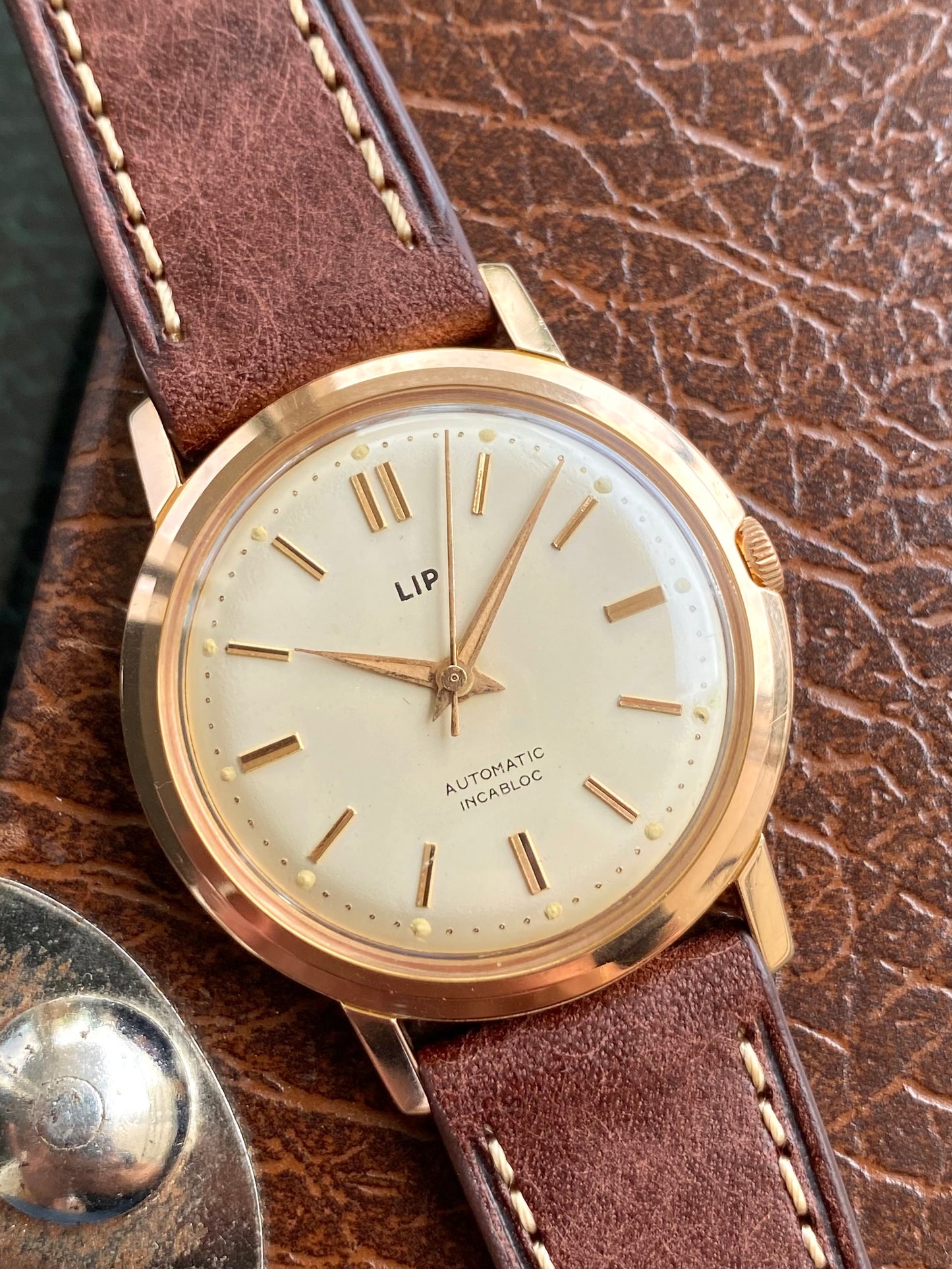 LIP France Automatic R126 - Montre Vintage Mécanique Plaqué Or Rose - 1960