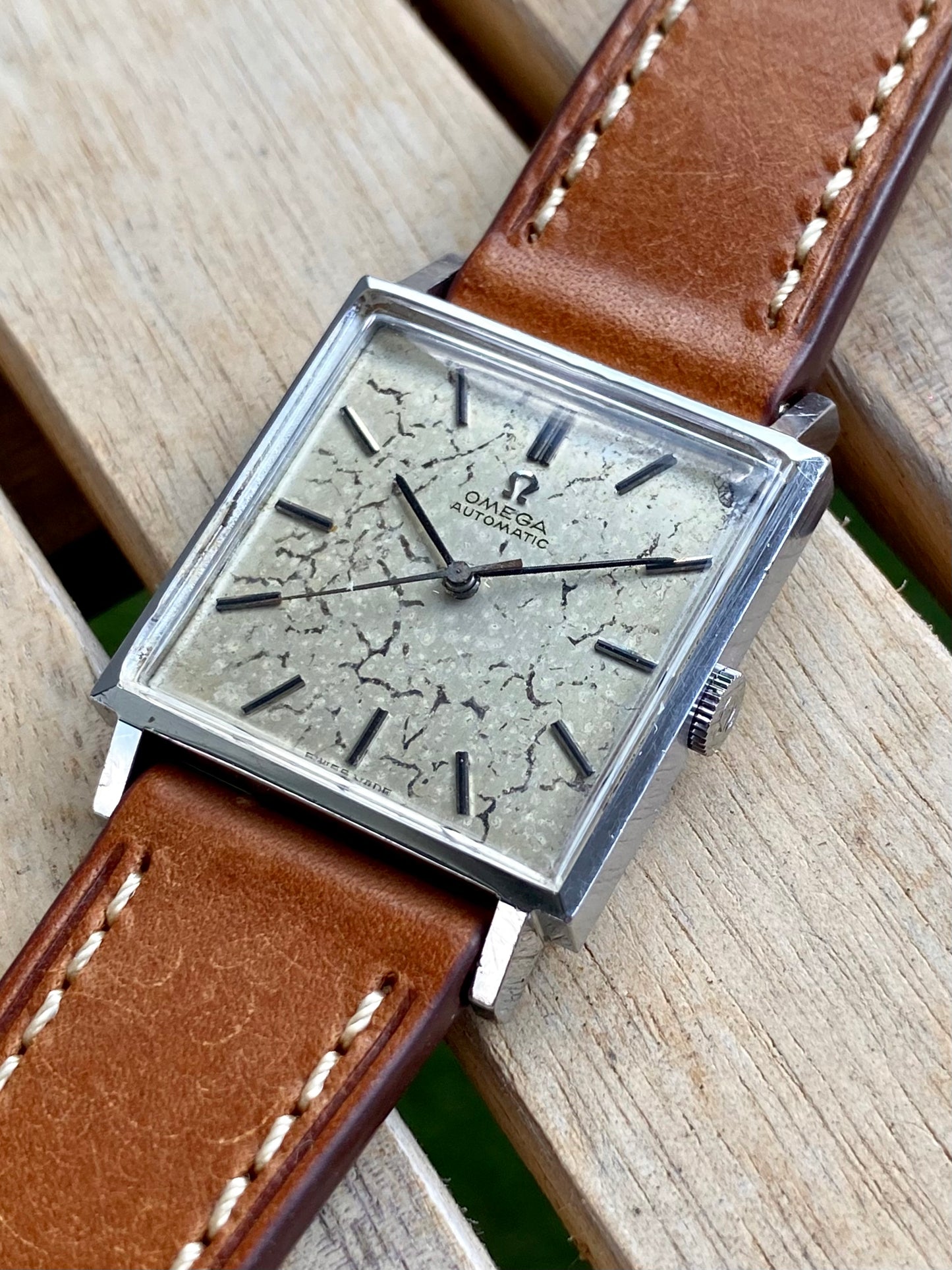 Omega Automatic Carré Patine "Marbre" 161.014 Montre Vintage Mécanique 1964