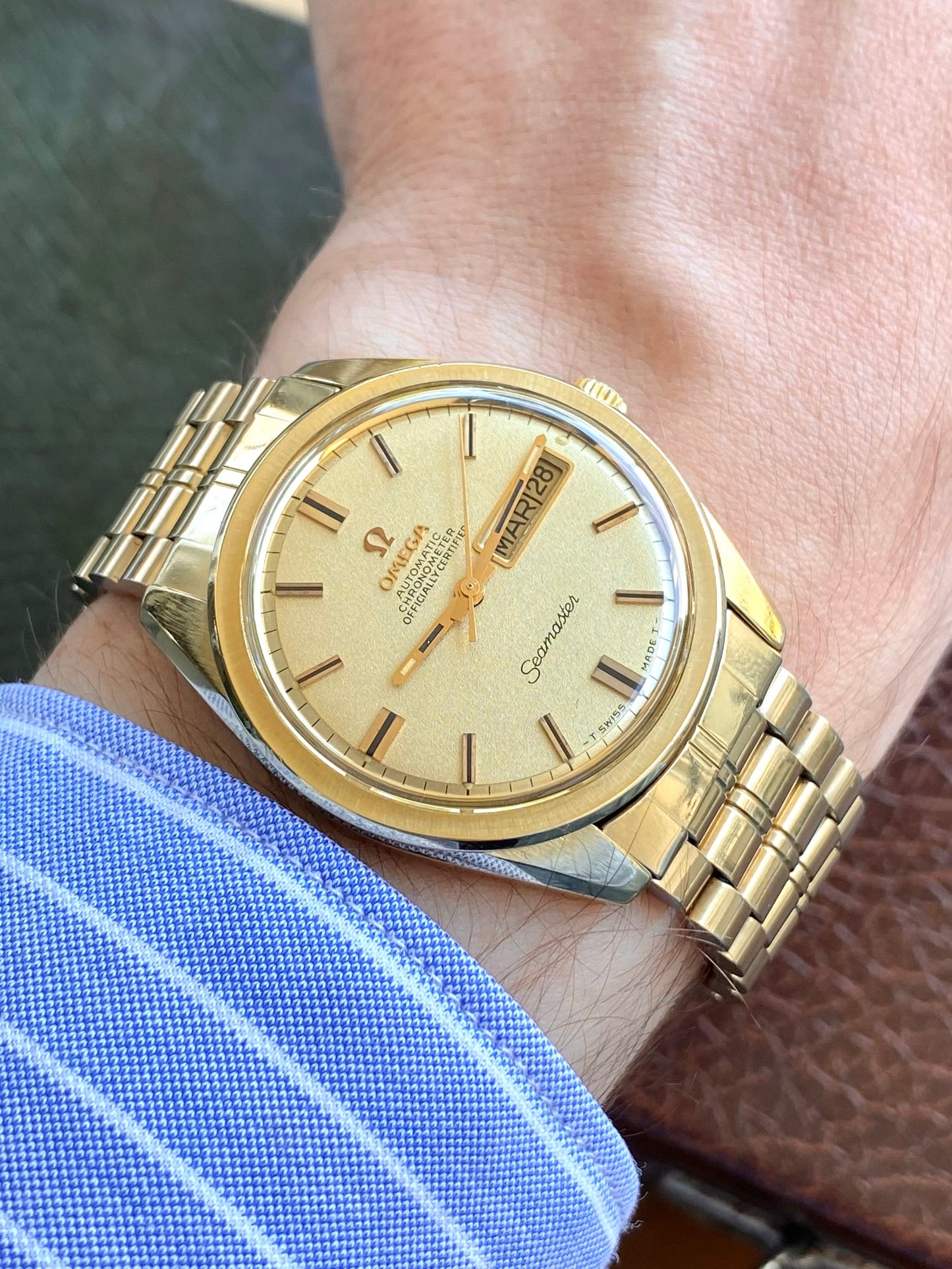 Omega Seamaster Chronometer Automatic - Ref. 168.023 Plaqué Or Bracelet 1069 - Montre Vintage Mécanique Calendrier Cal. 751 - 1968