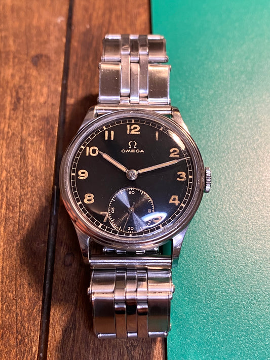 Omega Militaire WWII Cadran Noir Réf. 2190 Cal. 30t2 - Montre Vintage Mécanique 1945