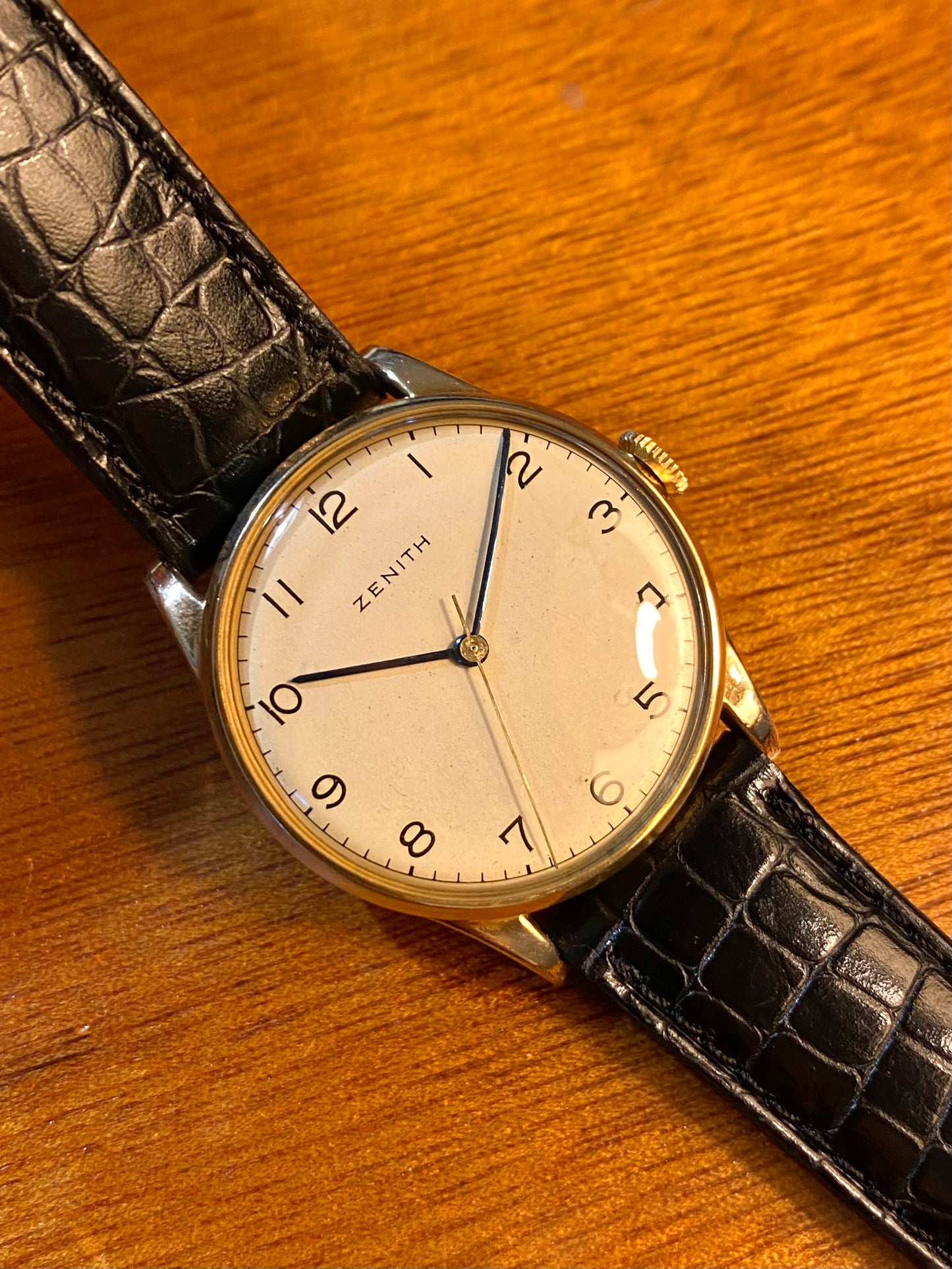 Zenith Plaqué Or Laminé 40 Microns Montre Vintage Mécanique Cal.106 1950