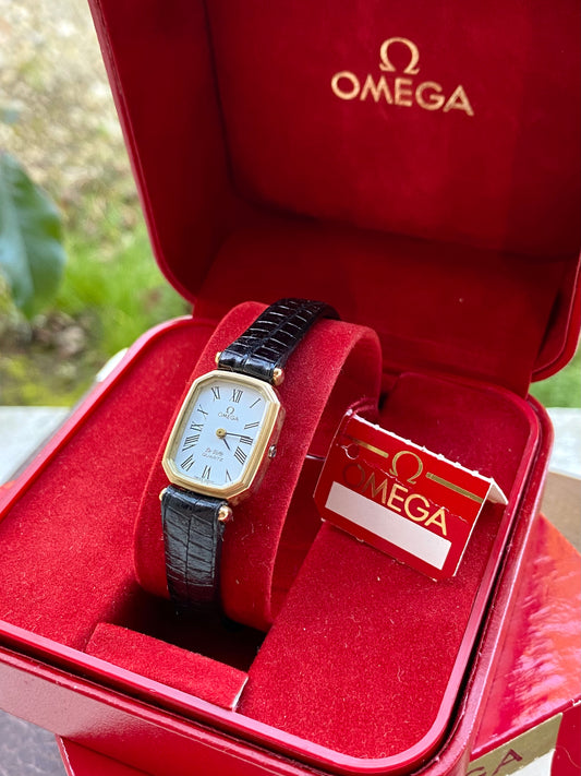 Omega DeVille Lady Quartz GoldFilled 10k - Cal.1130 Montre Dame Neuve NOS - Bracelet + Boîte + Boucle - 1980