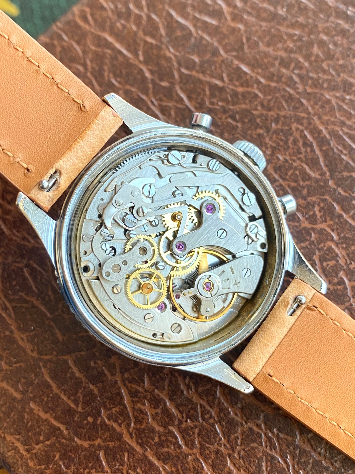 Montre Chronographe Aviation TEKEL - Montre Vintage Mécanique Landeron 248 - Cadran Noir Jumbo- 1960