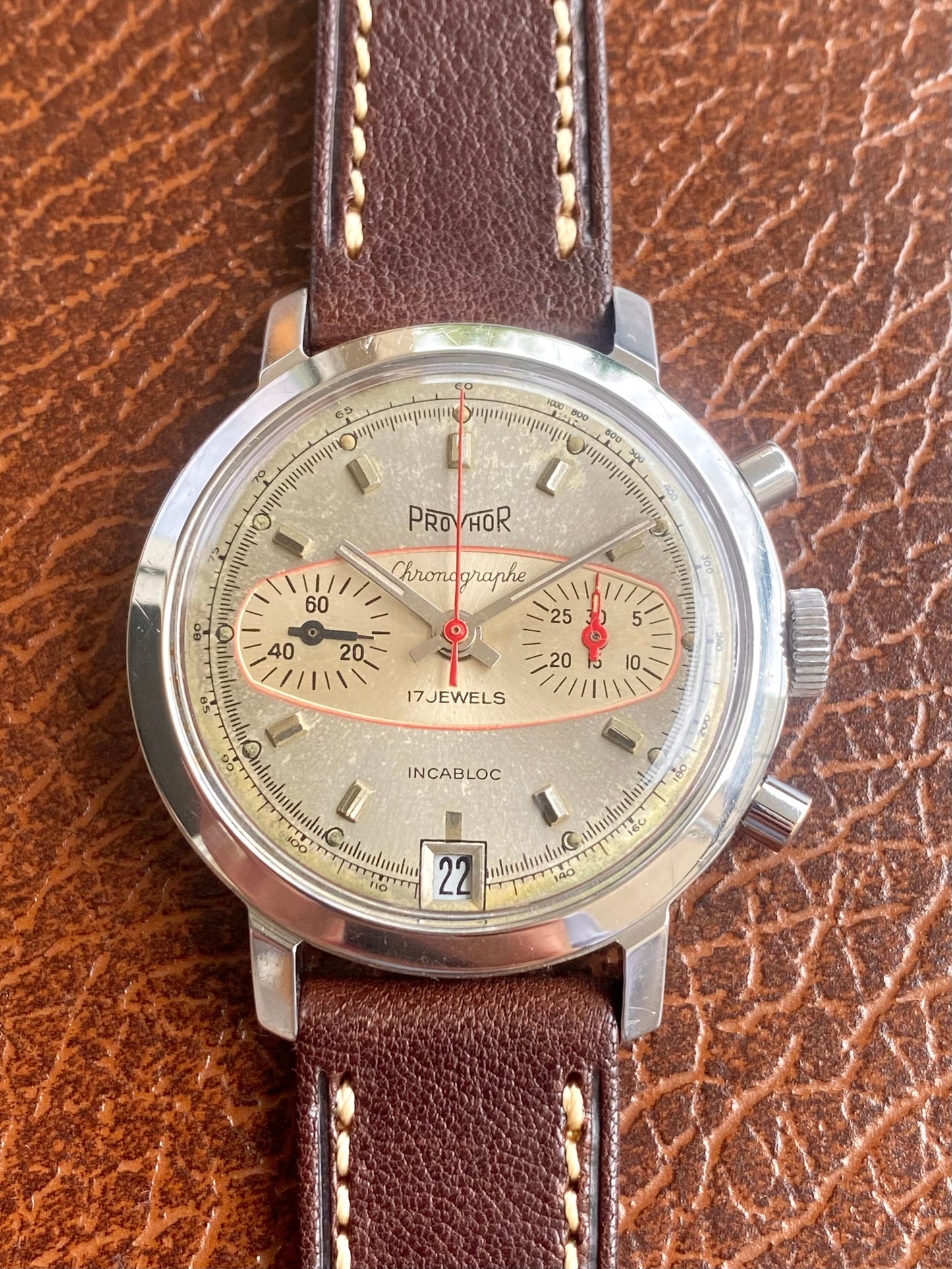 Provhor Chronographe Racing Landeron 189 Montre Rallye Mécanique 1970