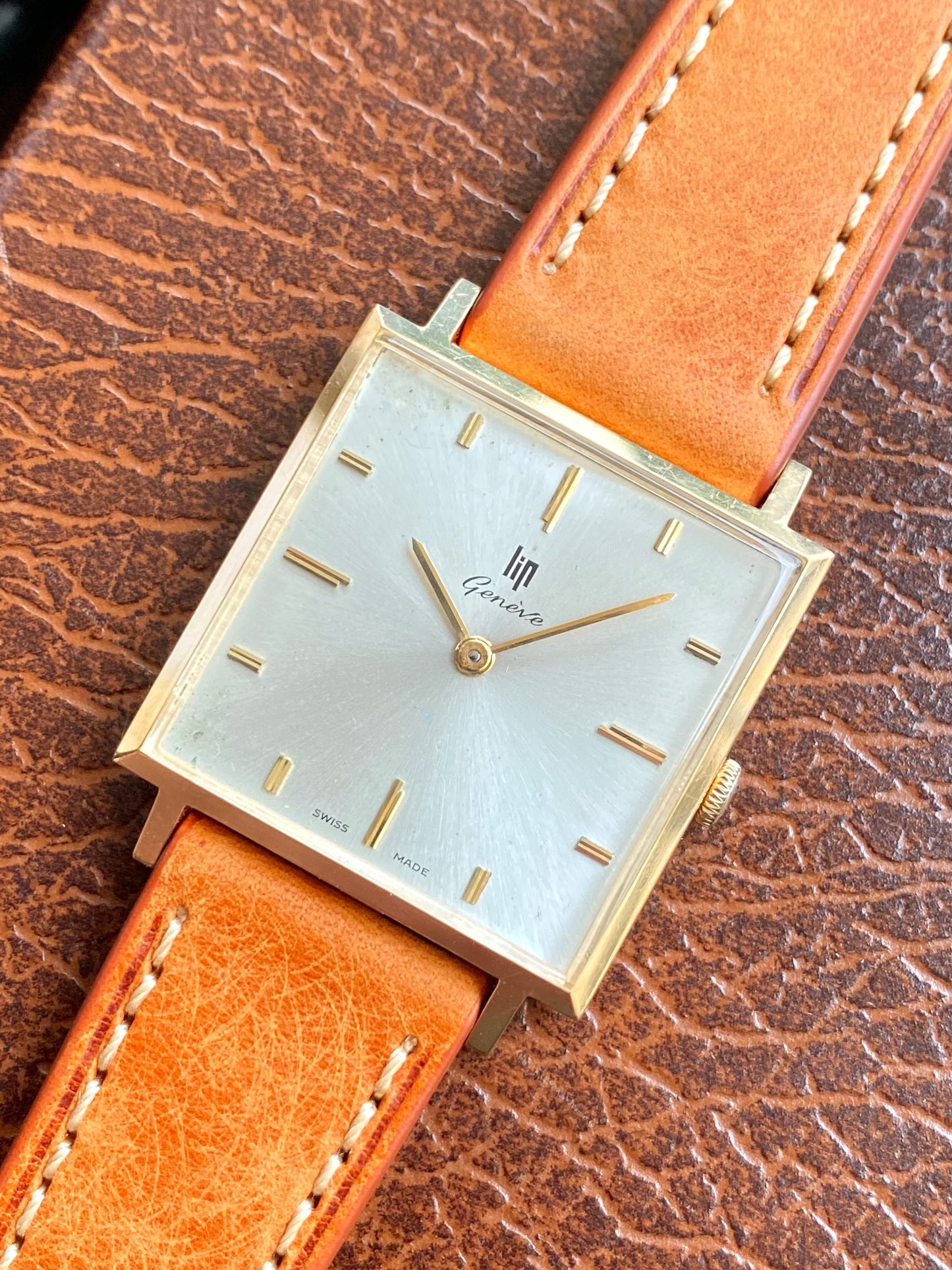 LIP Genève Or Rose 18k 750/1000 - Montre Vintage Carré Mécanique Cal.515 - 1960