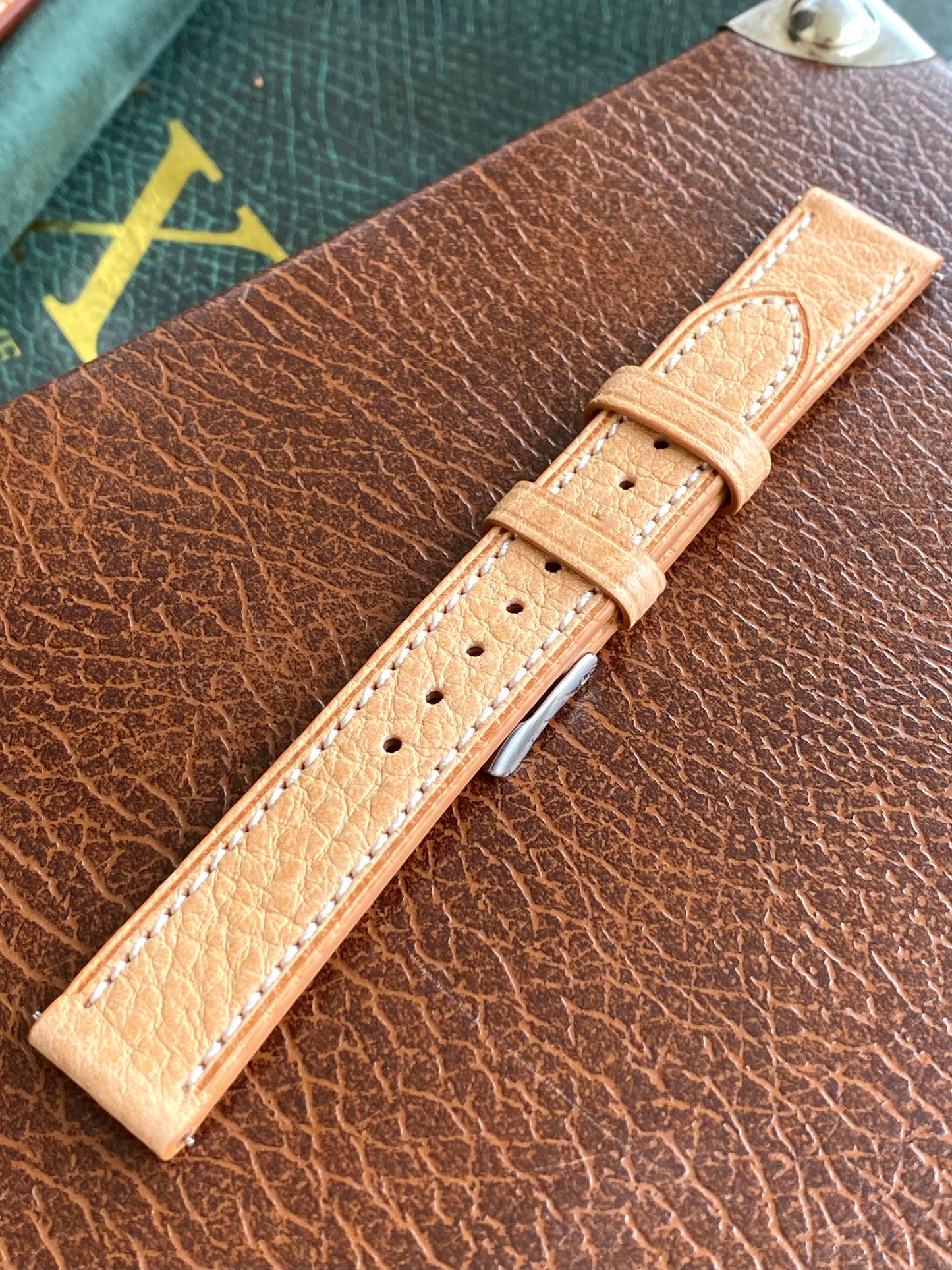 Bracelet de Montre Vintage - BEIGE 18mm - Cuir Véritable de Haute Qualité