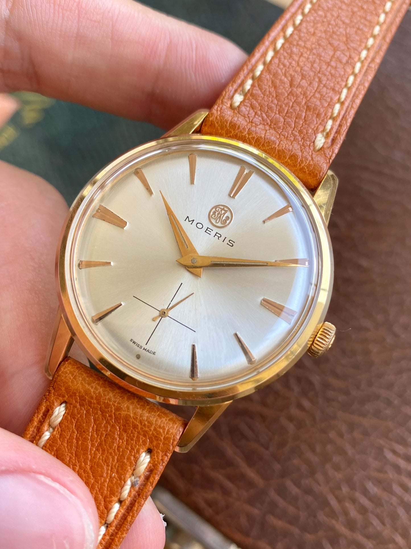 Moeris Cal. 13" Montre Vintage Suisse Mécanique Plaqué Or 1960