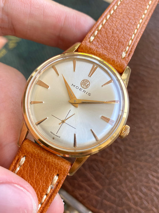Moeris Cal. 13" Montre Vintage Suisse Mécanique Plaqué Or 1960