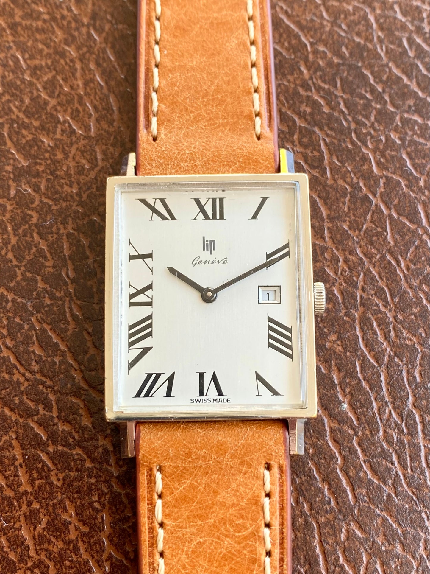 LIP Genève Montre Vintage Mécanique Boîtier Rectangle - Chiffres Romains - RC193 - 1960