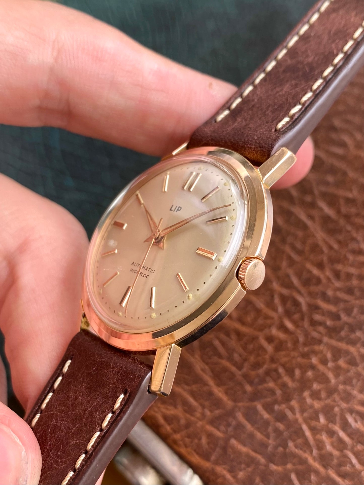 LIP France Automatic R126 - Montre Vintage Mécanique Plaqué Or Rose - 1960