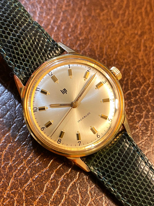 LIP Montre Vintage Mécanique Cal. R136f Plaqué Or 1960