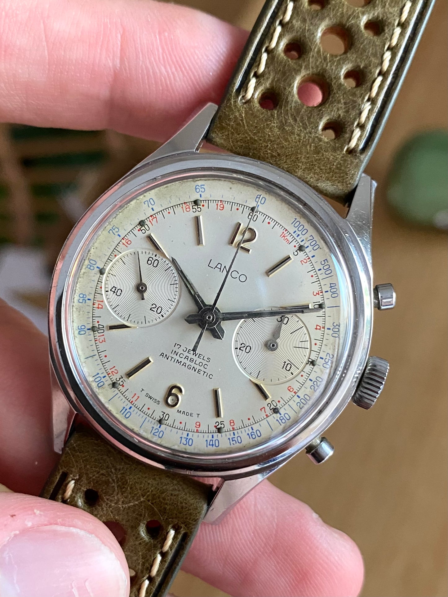 Lanco Chronographe Landeron 248 Acier Montre Vintage Mécanique 1960