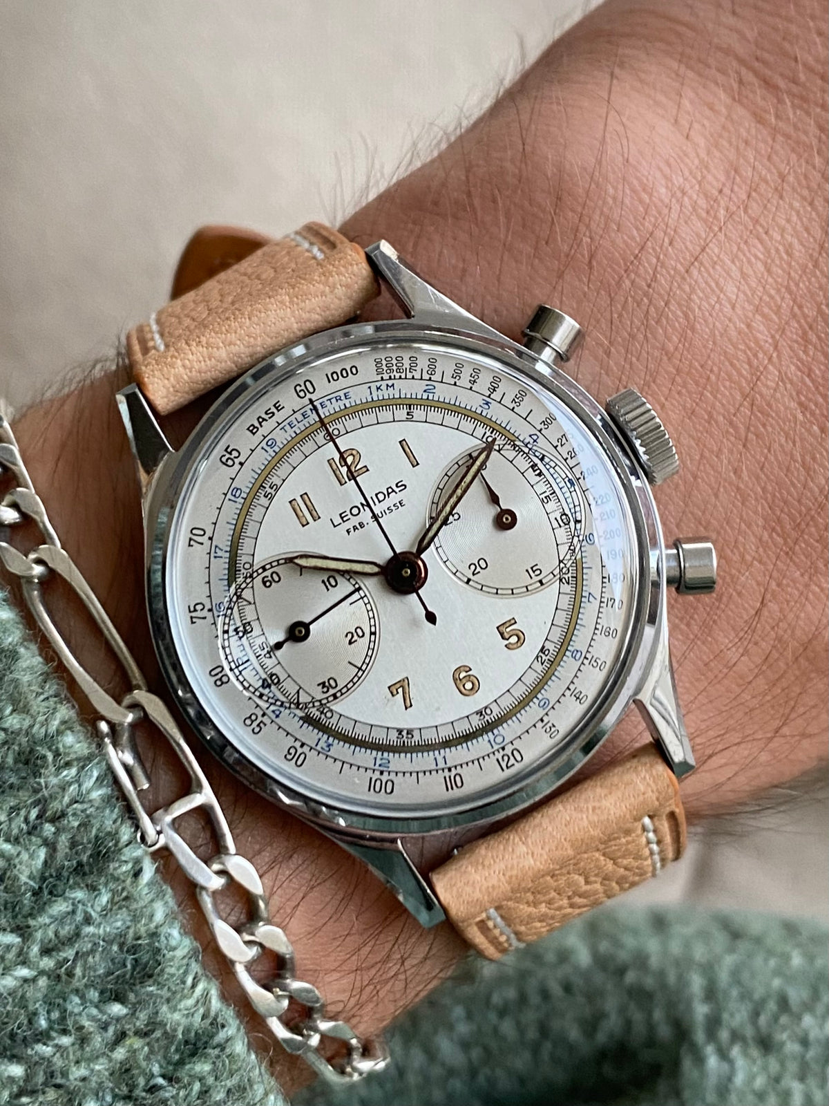 Leonidas Fab. Suisse Chronographe Landeron 48 - Pré Heuer Montre Vintage Mécanique 1940