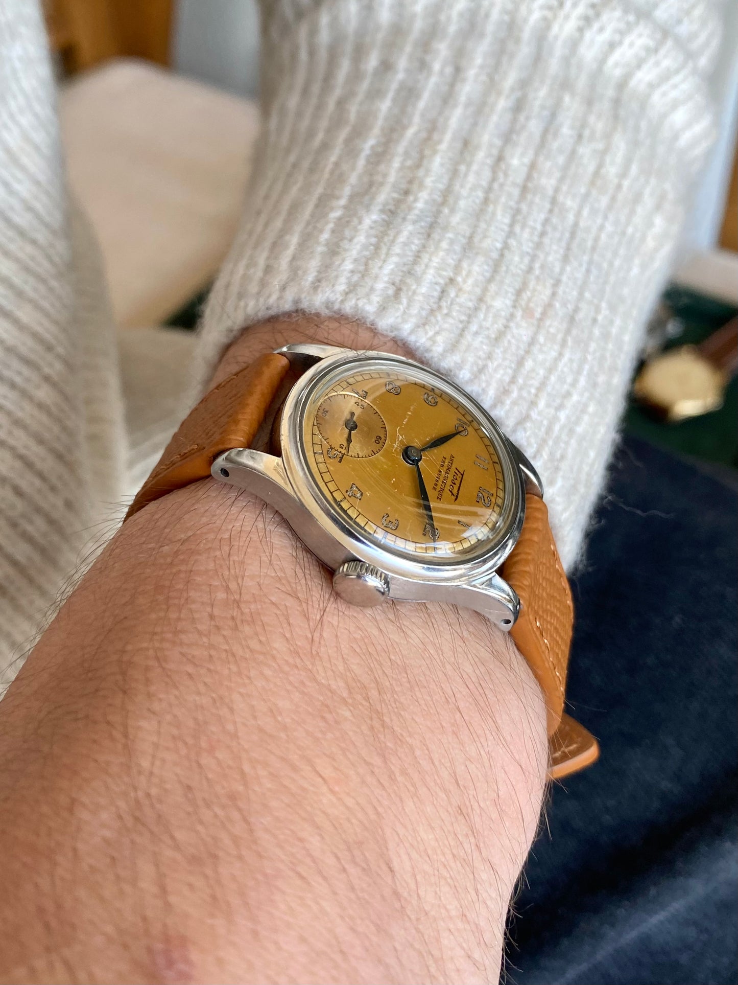 Tissot Fab. Suisse Antimagnetic Cadran Patine Tropical Militaire Montre Vintage Cal.27 - 1940