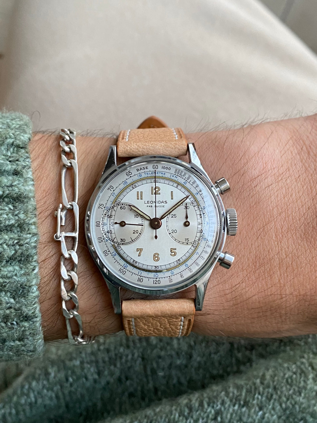 Leonidas Fab. Suisse Chronographe Landeron 48 - Pré Heuer Montre Vintage Mécanique 1940