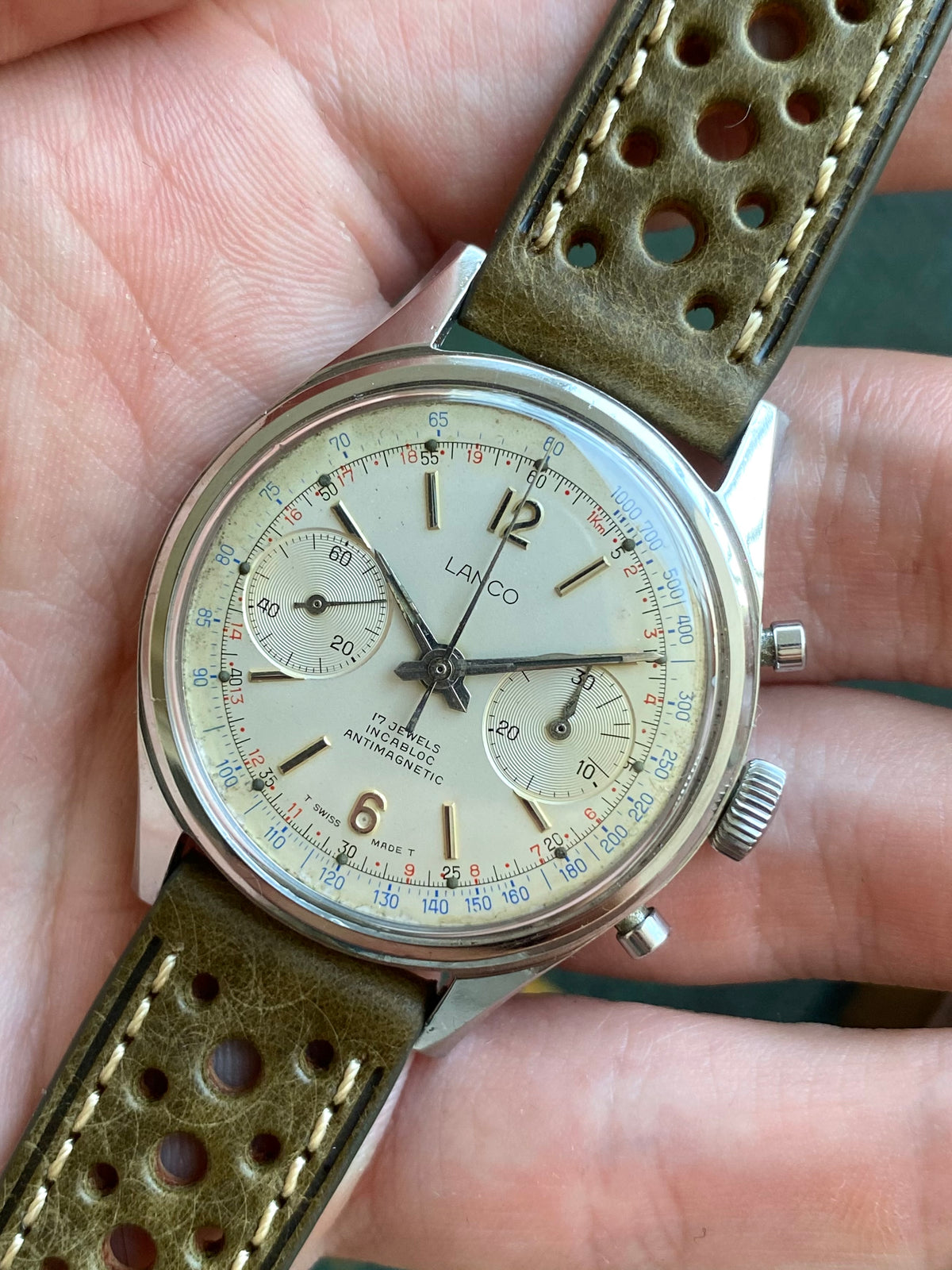 Lanco Chronographe Landeron 248 Acier Montre Vintage Mécanique 1960