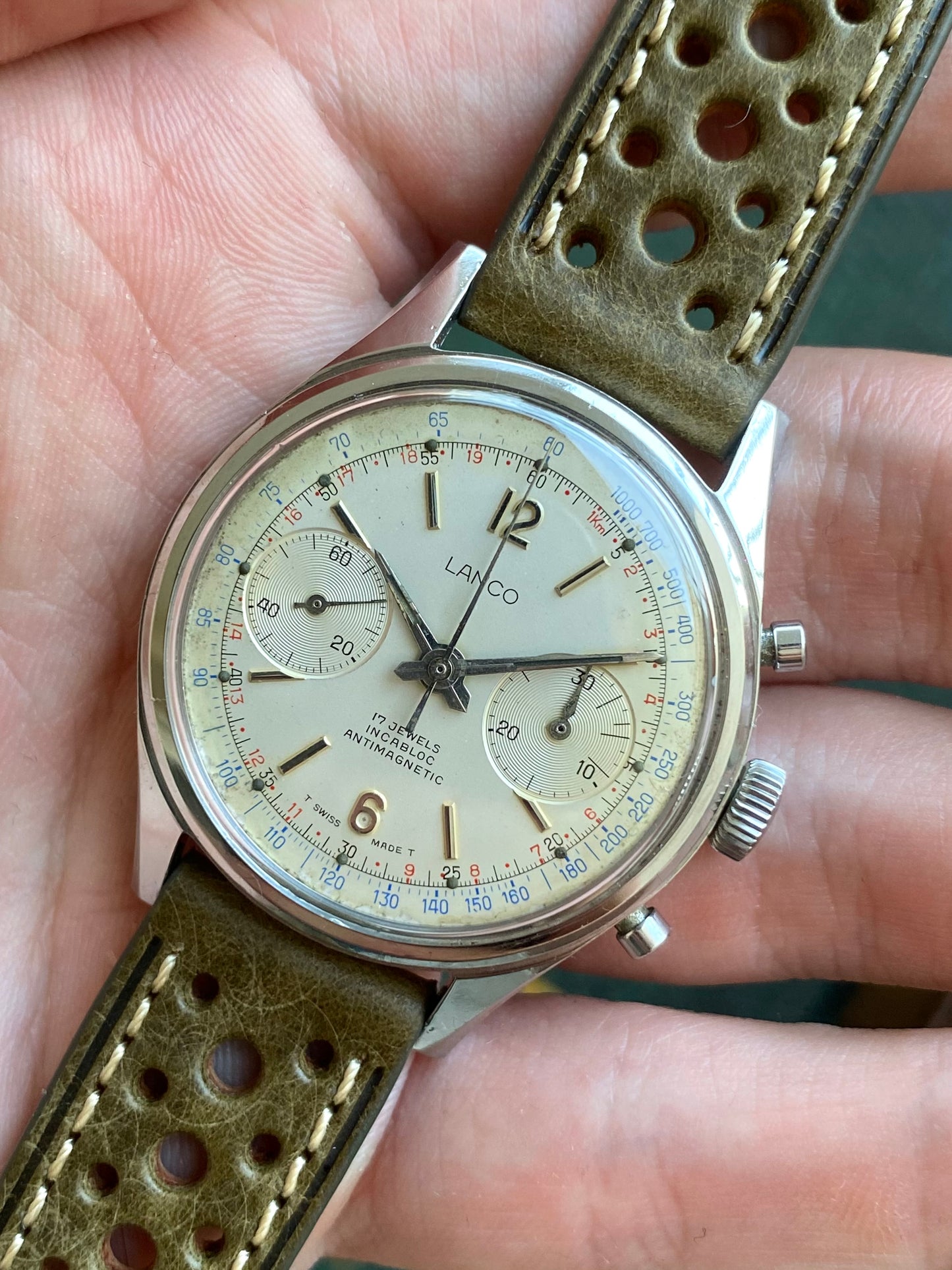 Lanco Chronographe Landeron 248 Acier Montre Vintage Mécanique 1960