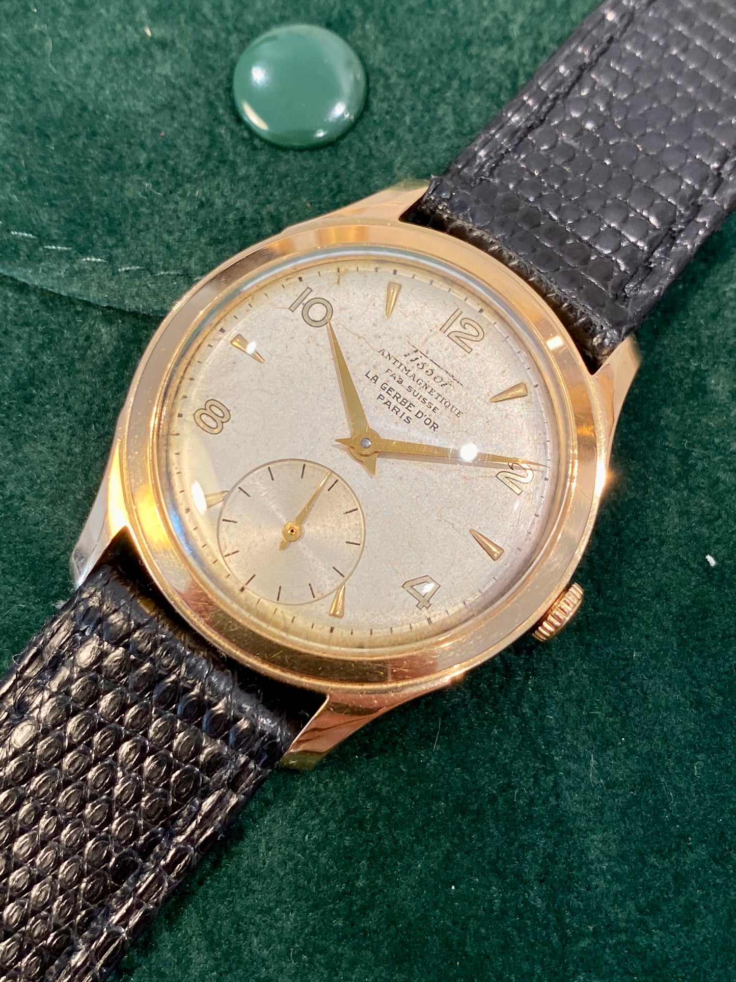 Tissot 18K Or Rose "La Gerbe D’Or" Double Signed Montre Vintage Mécanique 1950