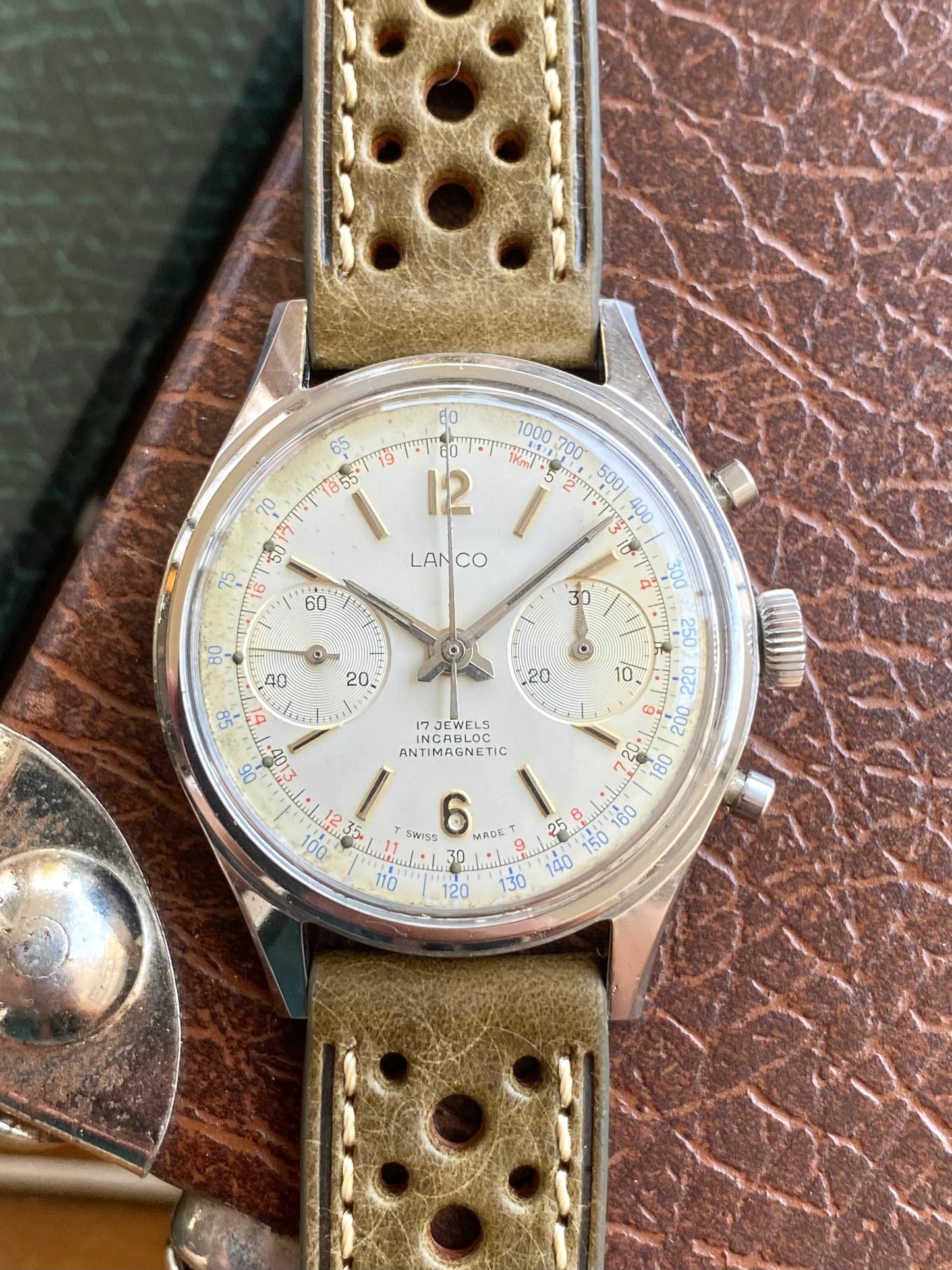 Lanco Chronographe Landeron 248 Acier Montre Vintage Mécanique 1960