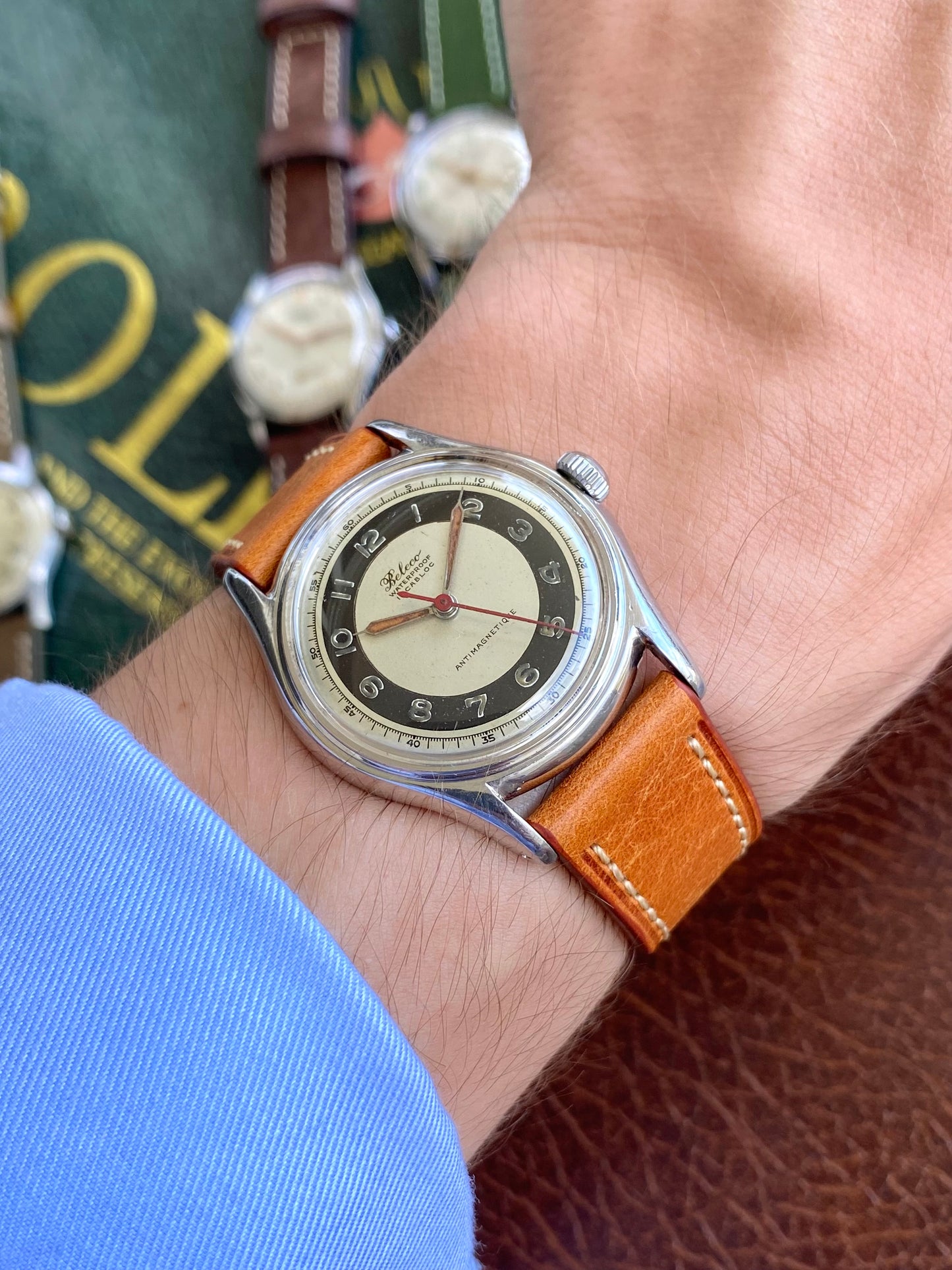 Beleco Montre Vintage Suisse Cadran Tuxedo - Mouvement mécanique 1940