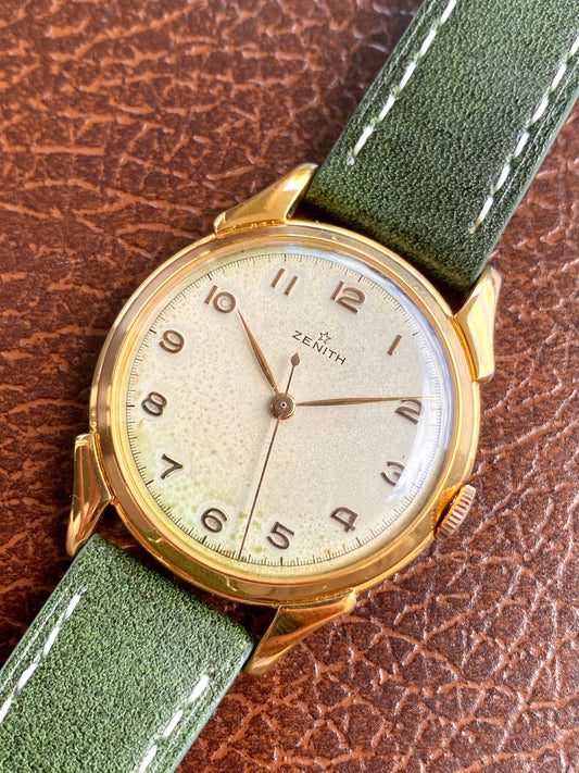 Zenith Cornes de Vache Montre Vintage Mécanique Plaqué Or Cal.106-50-6 - 1950