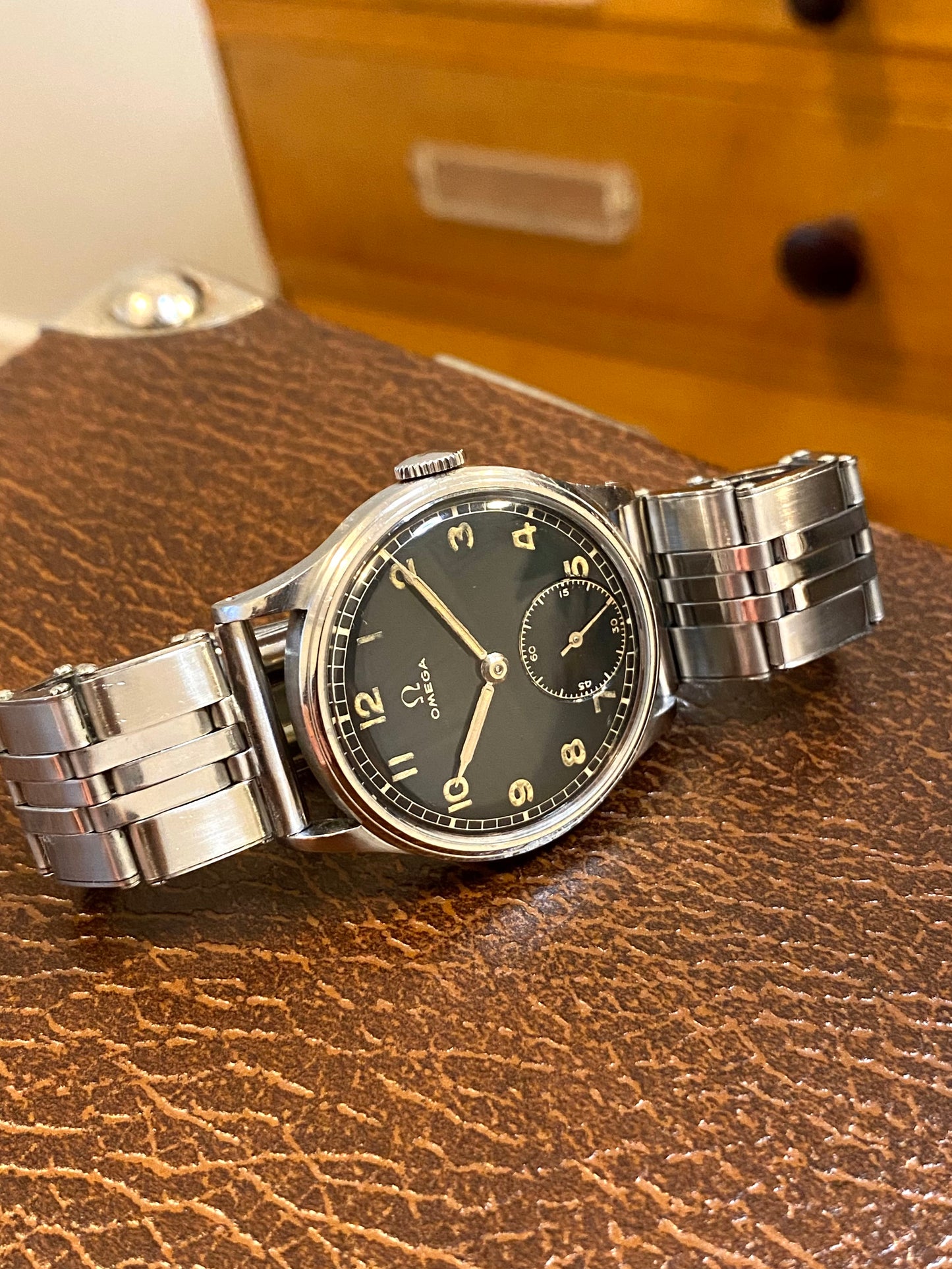 Omega Militaire WWII Cadran Noir Réf. 2190 Cal. 30t2 - Montre Vintage Mécanique 1945