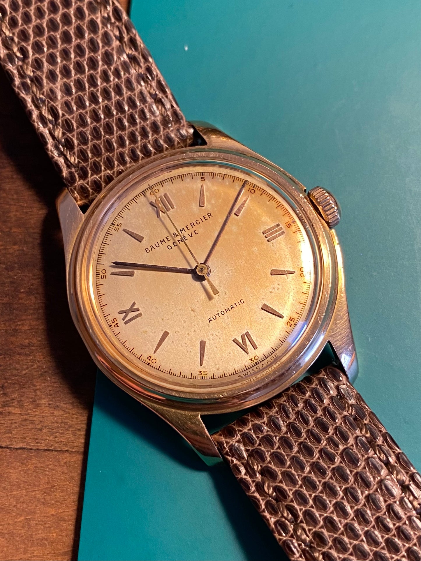 Baume & Mercier Or Rose 18k 750/1000 Bumper Automatic AS1250 Montre Vintage 1950