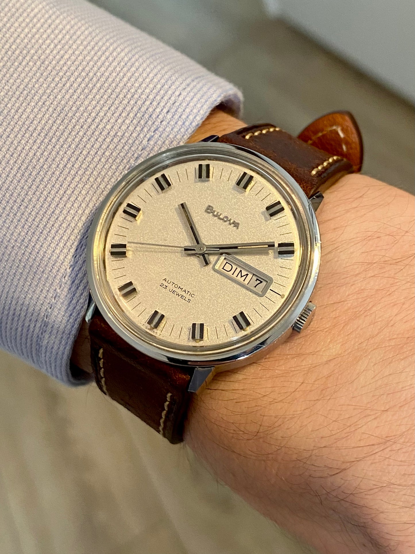 Bulova Automatic Jour Date Calendrier Cal.11ANACB Montre Vintage Mécanique Jumbo 1970