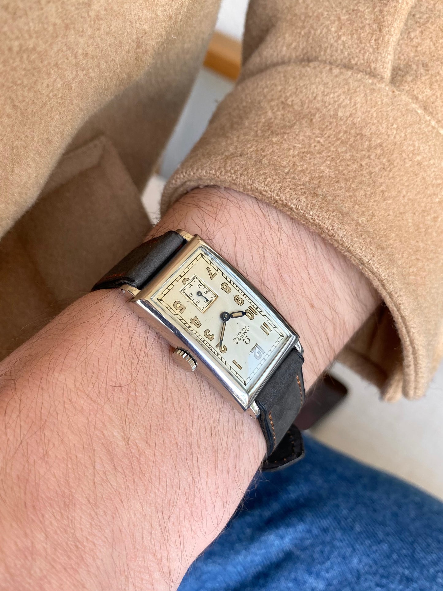 Omega T17 Fab Suisse NOS - New Old Stock Neuve - Montre Vintage Mécanique Rectangle 1936