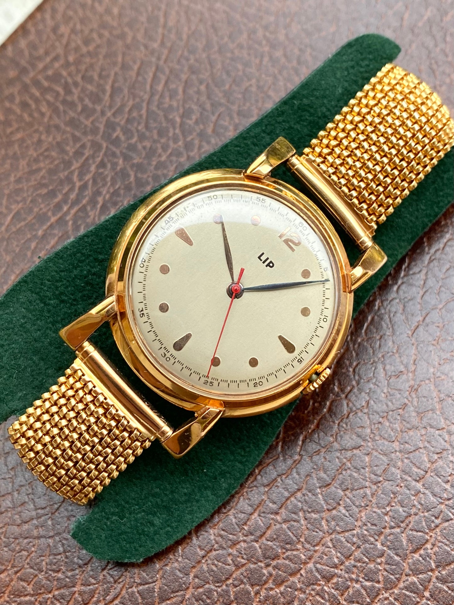 LIP Jumbo Size Montre Vintage Mécanique Plaqué Or R25 1960