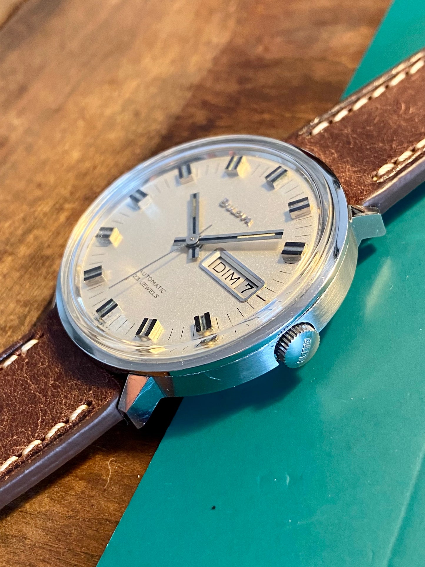 Bulova Automatic Jour Date Calendrier Cal.11ANACB Montre Vintage Mécanique Jumbo 1970