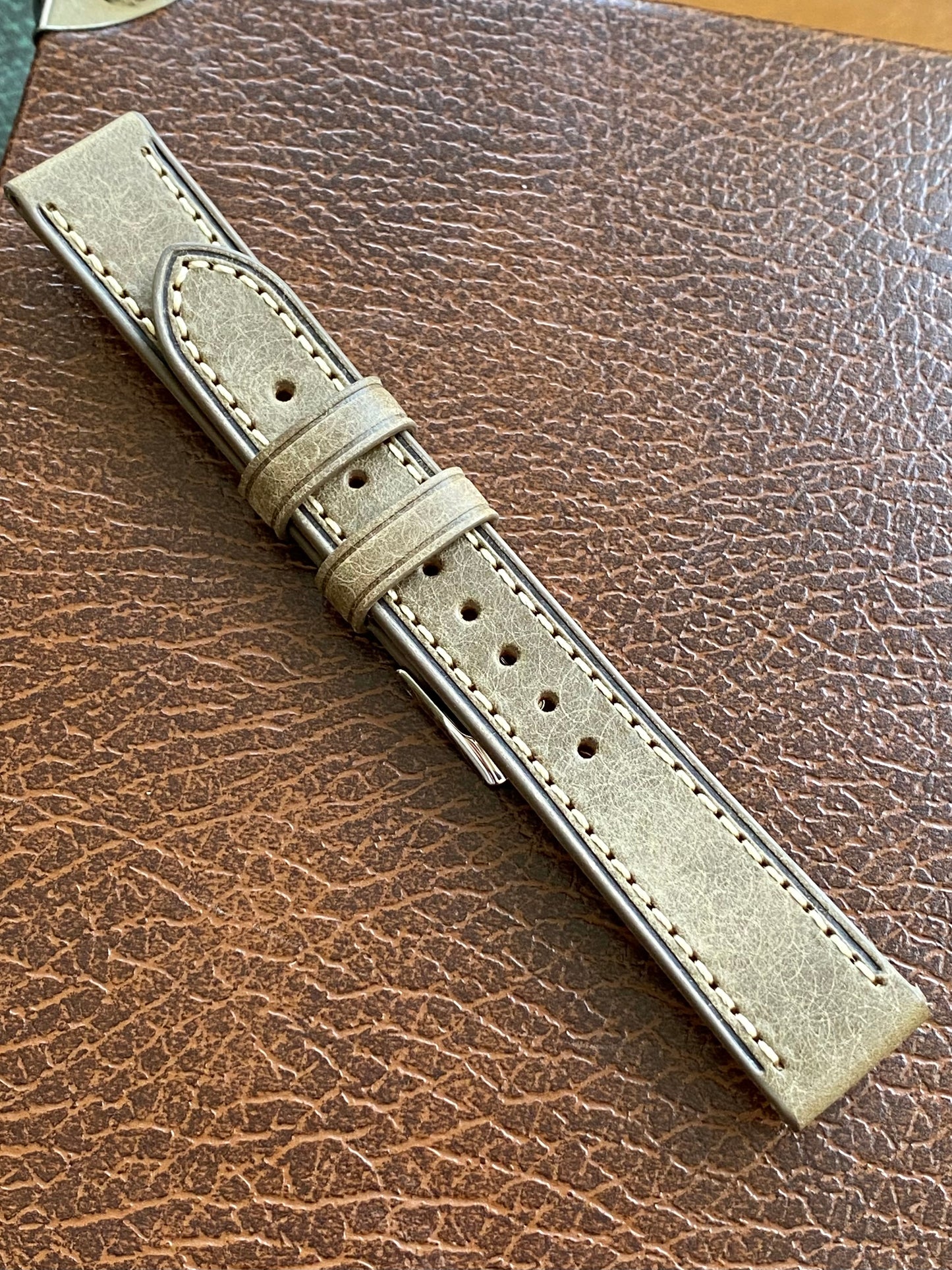 Bracelet de Montre Vintage - GRIS 18mm - Cuir Véritable de Haute Qualité