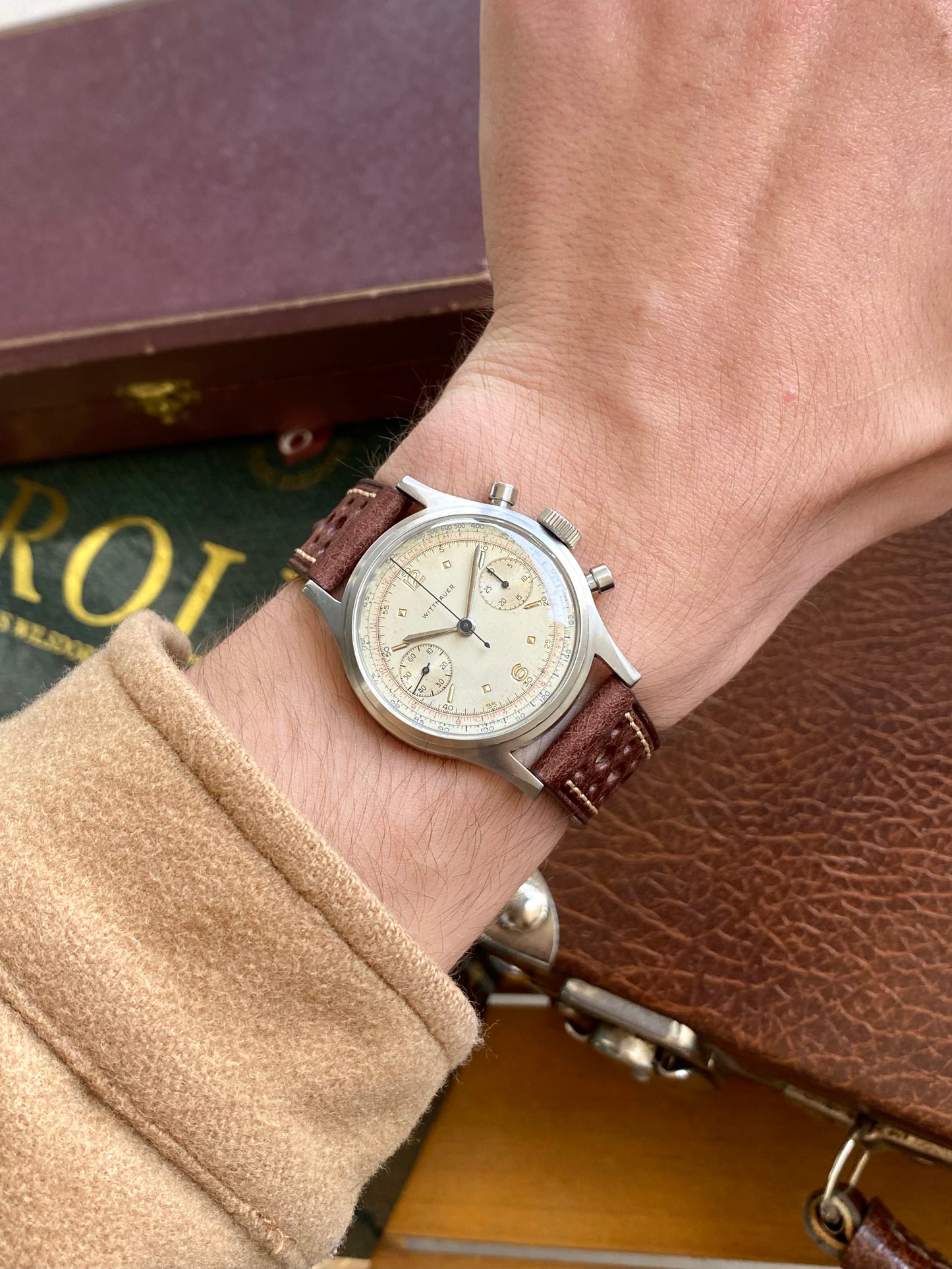 Wittnauer MultiScale Chronograph - Montre Vintage Mécanique Acier - Venus 188 - Aviation Militaire 1940