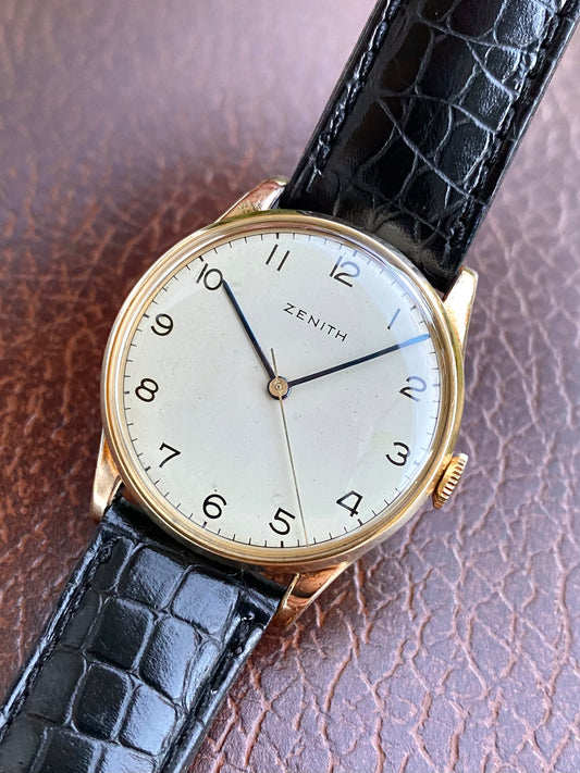 Zenith Plaqué Or Laminé 40 Microns Montre Vintage Mécanique Cal.106 1950