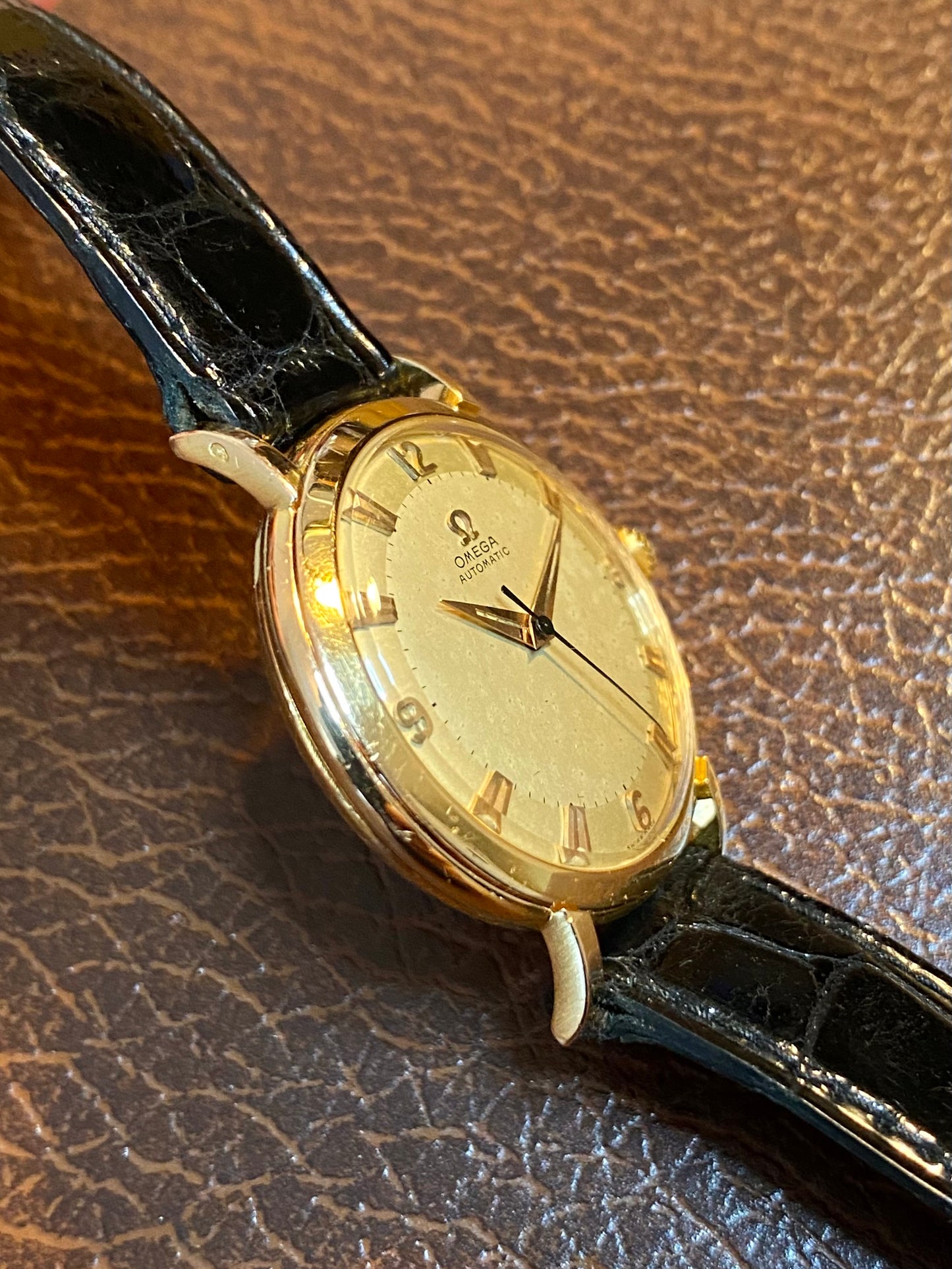 Omega Automatic Or Rose 18k 750/1000 Montre Vintage Mécanique Cal.354 Bumper 1953 + Écrin & Bracelet