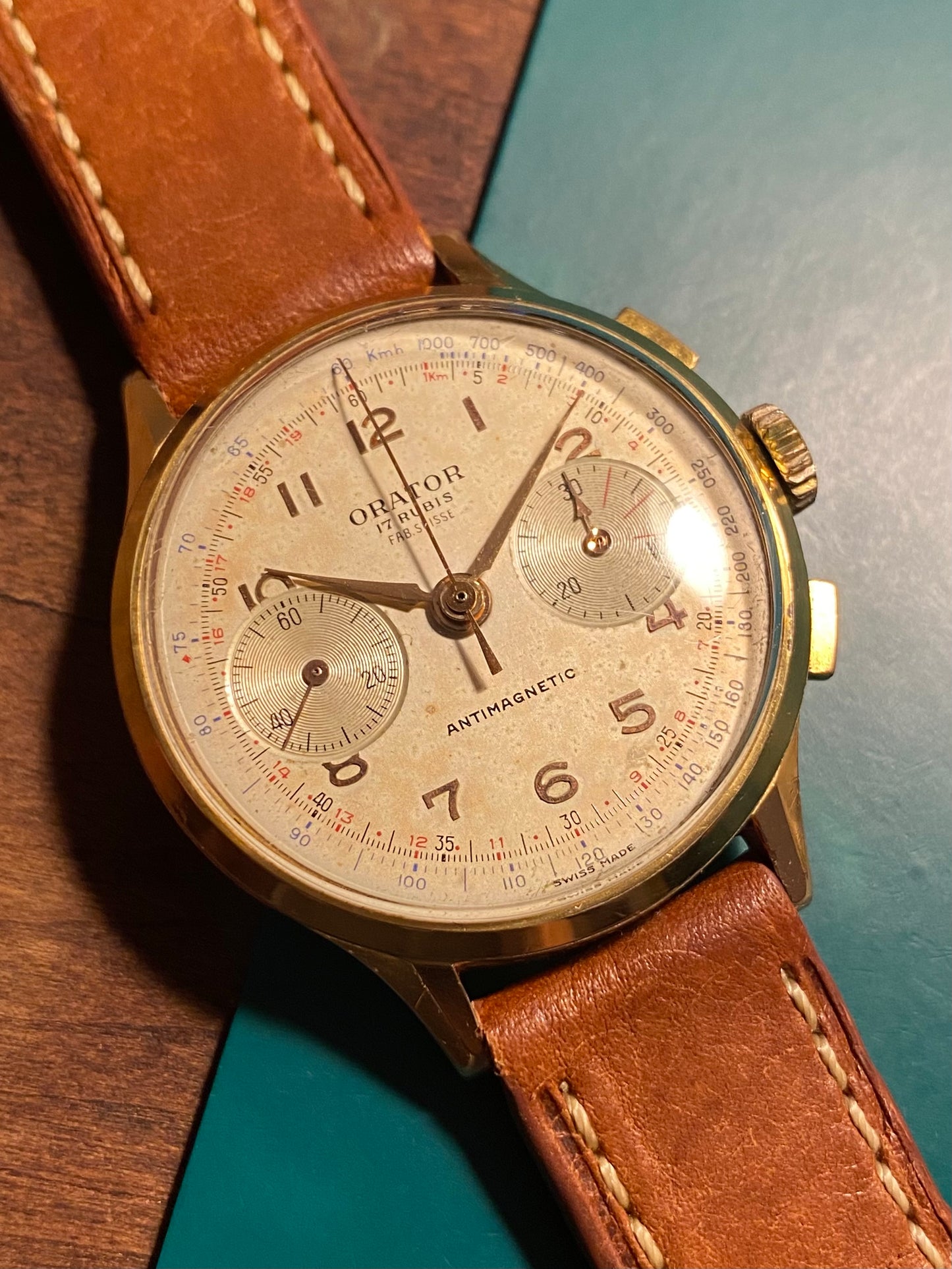 ORATOR Fab Suisse Chronographe Montre Vintage Landeron 48 Mécanique 1950