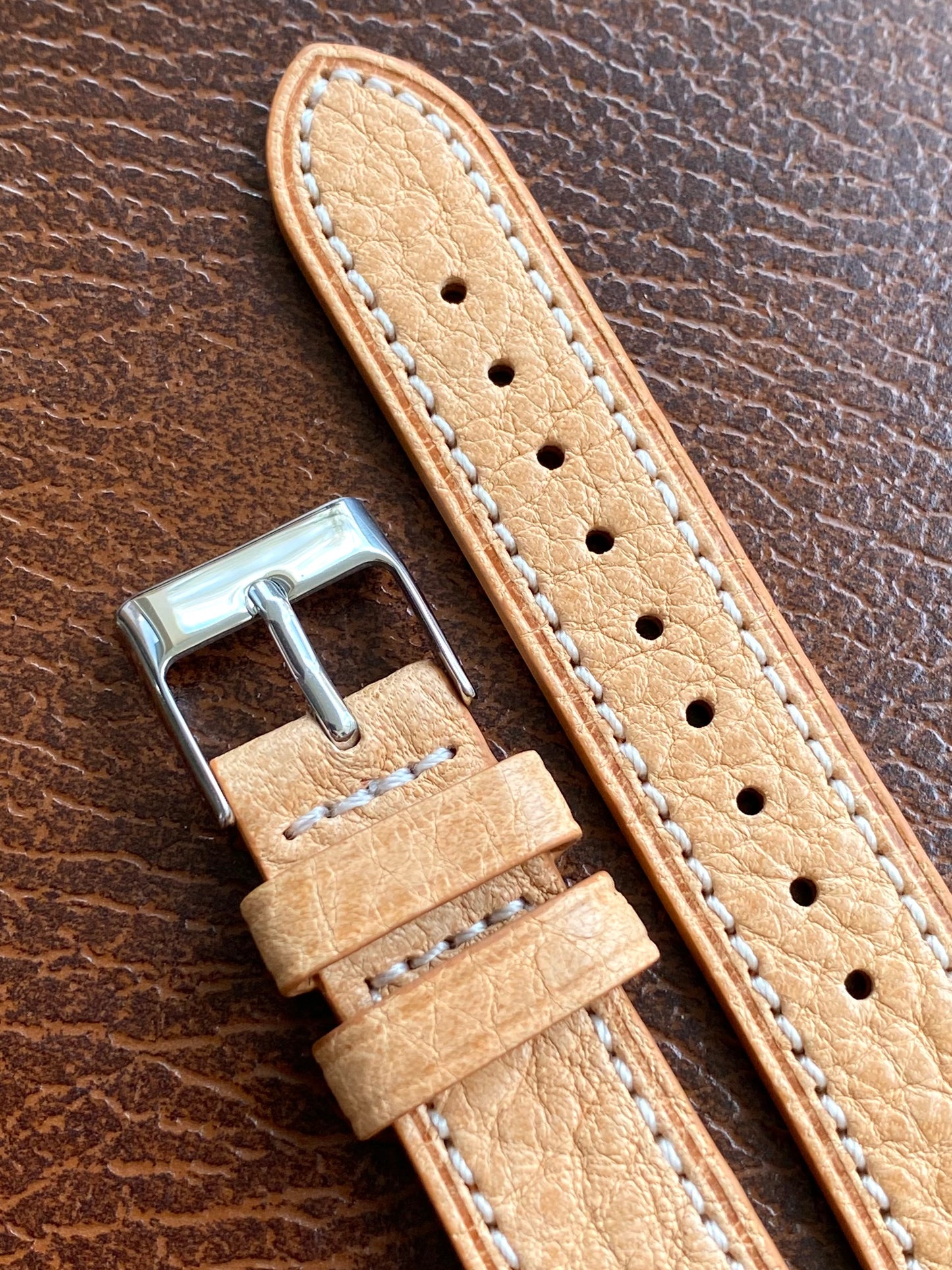 Bracelet de Montre Vintage - BEIGE 18mm - Cuir Véritable de Haute Qualité