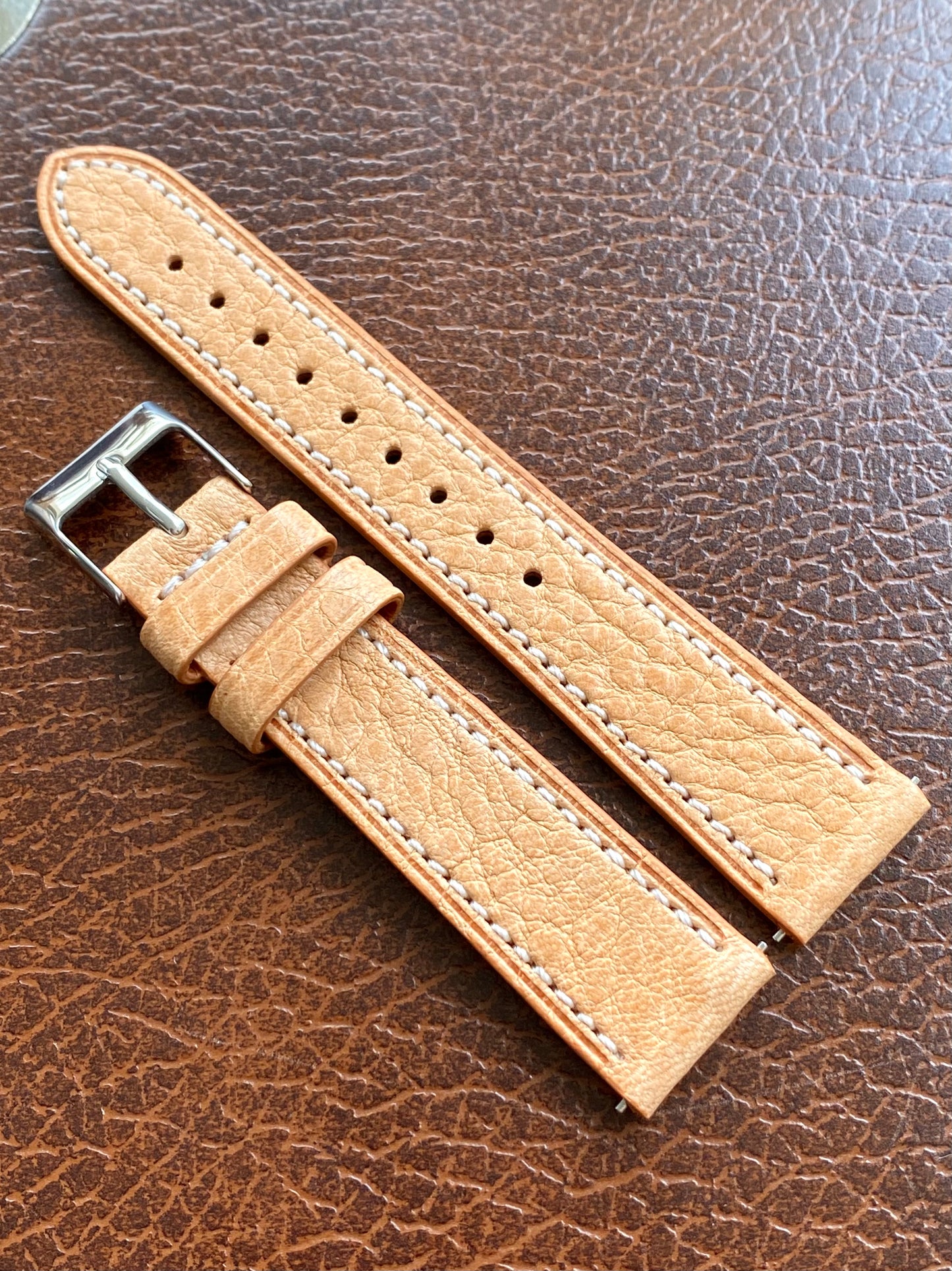 Bracelet de Montre Vintage - BEIGE 18mm - Cuir Véritable de Haute Qualité