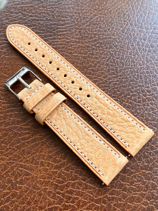 Bracelet de Montre Vintage - BEIGE 18mm - Cuir Véritable de Haute Qualité