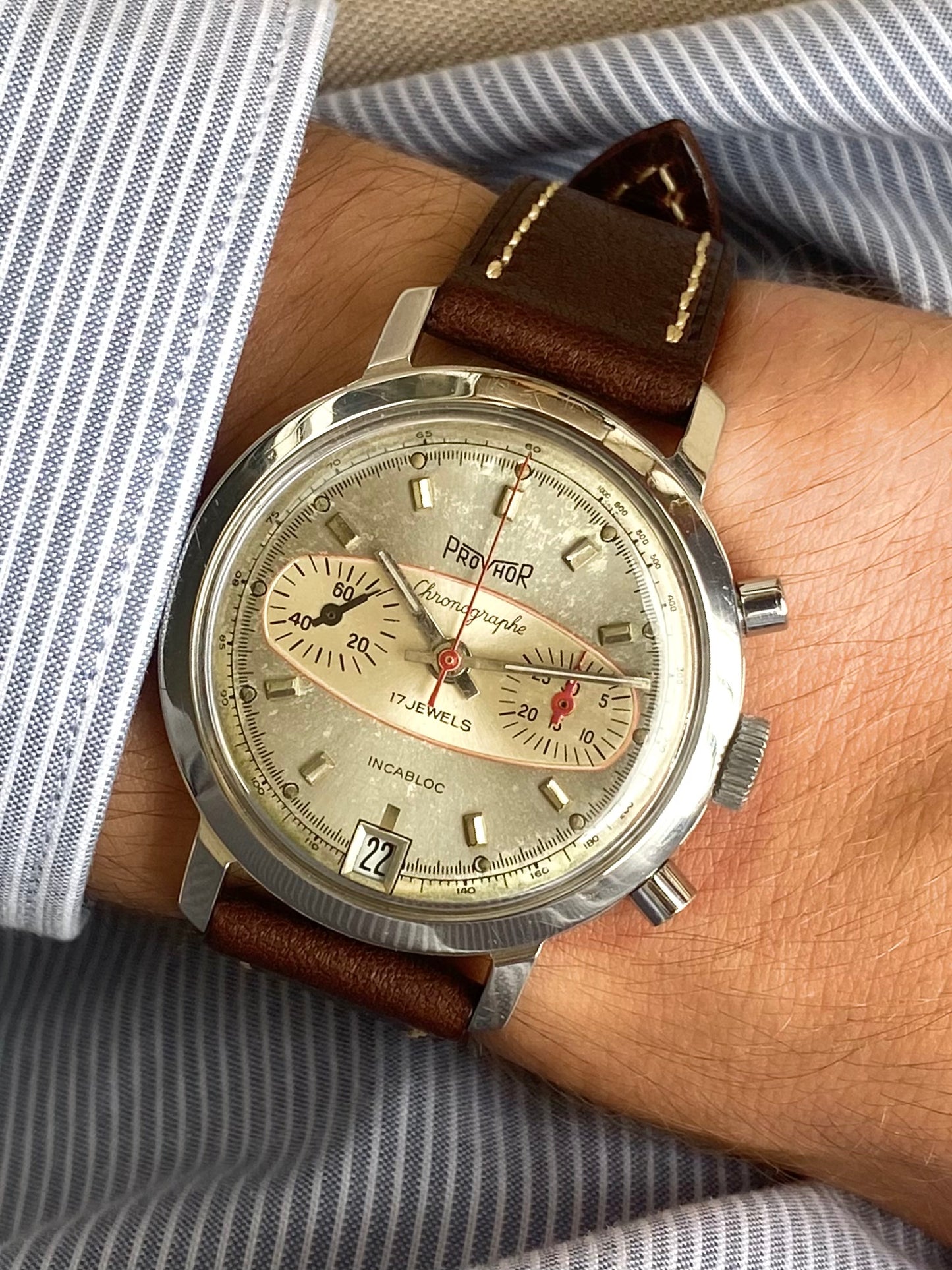 Provhor Chronographe Racing Landeron 189 Montre Rallye Mécanique 1970