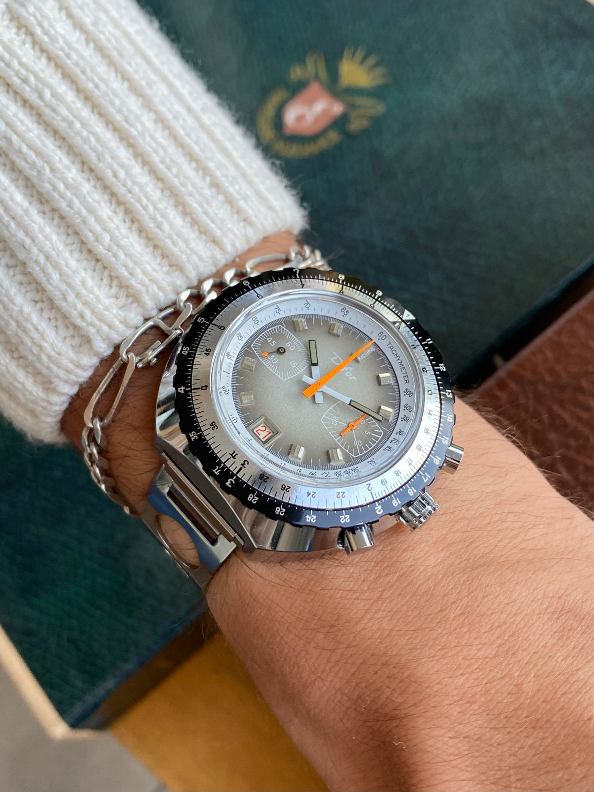 Difor France NOS Neuve Montre Vintage Chronographe Diver Plongée Valjoux 7734 - 1970
