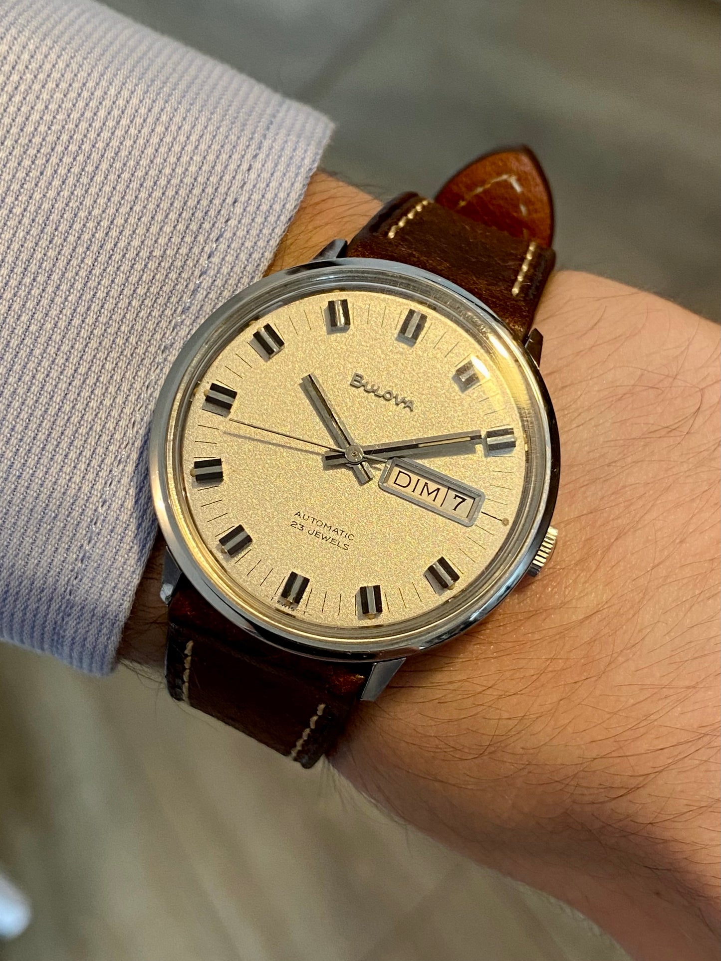 Bulova Automatic Jour Date Calendrier Cal.11ANACB Montre Vintage Mécanique Jumbo 1970