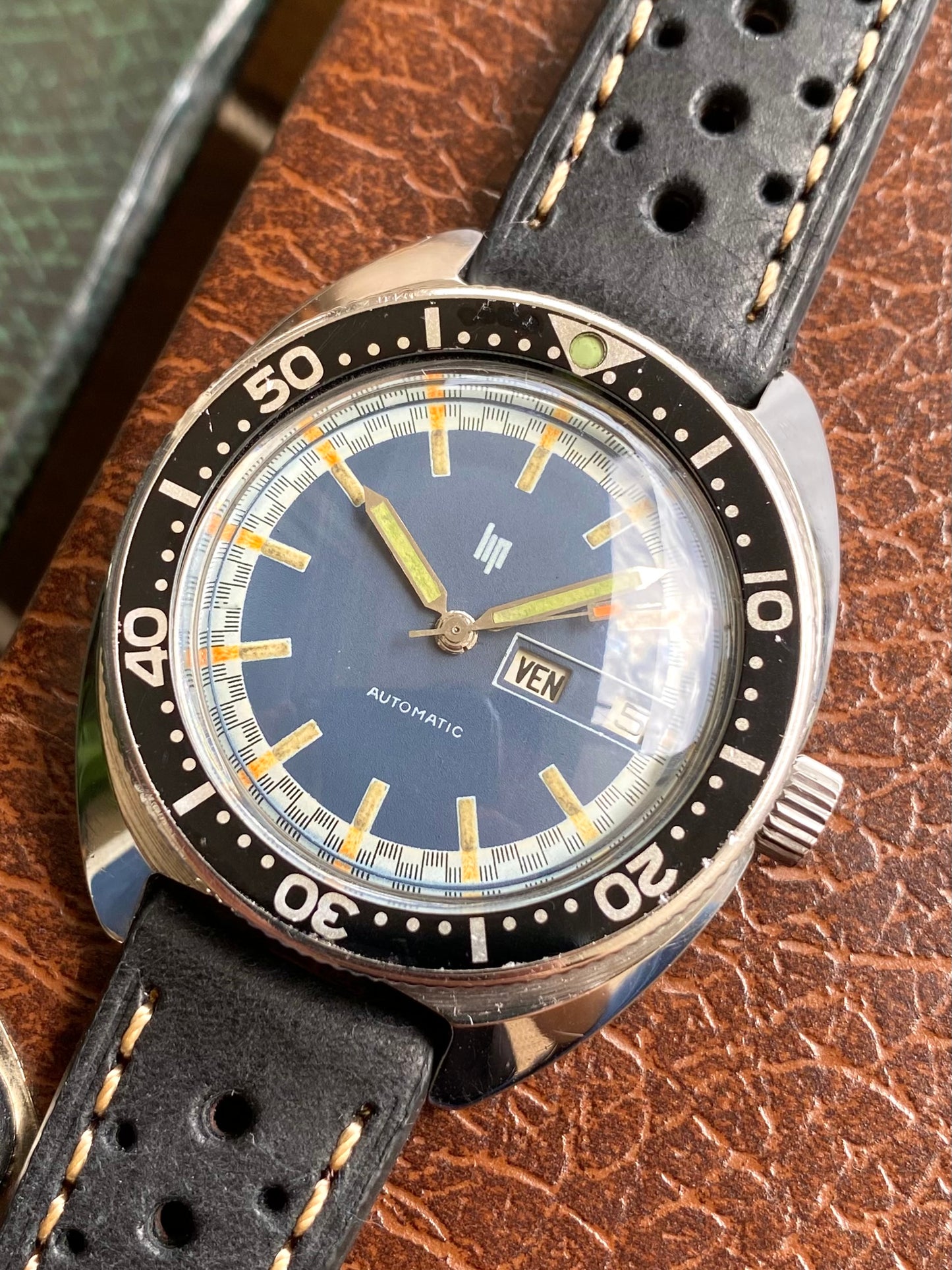 LIP France Automatic Diver Jour-Date - Montre Vintage Mécanique Plongée PUW1463 - 1960