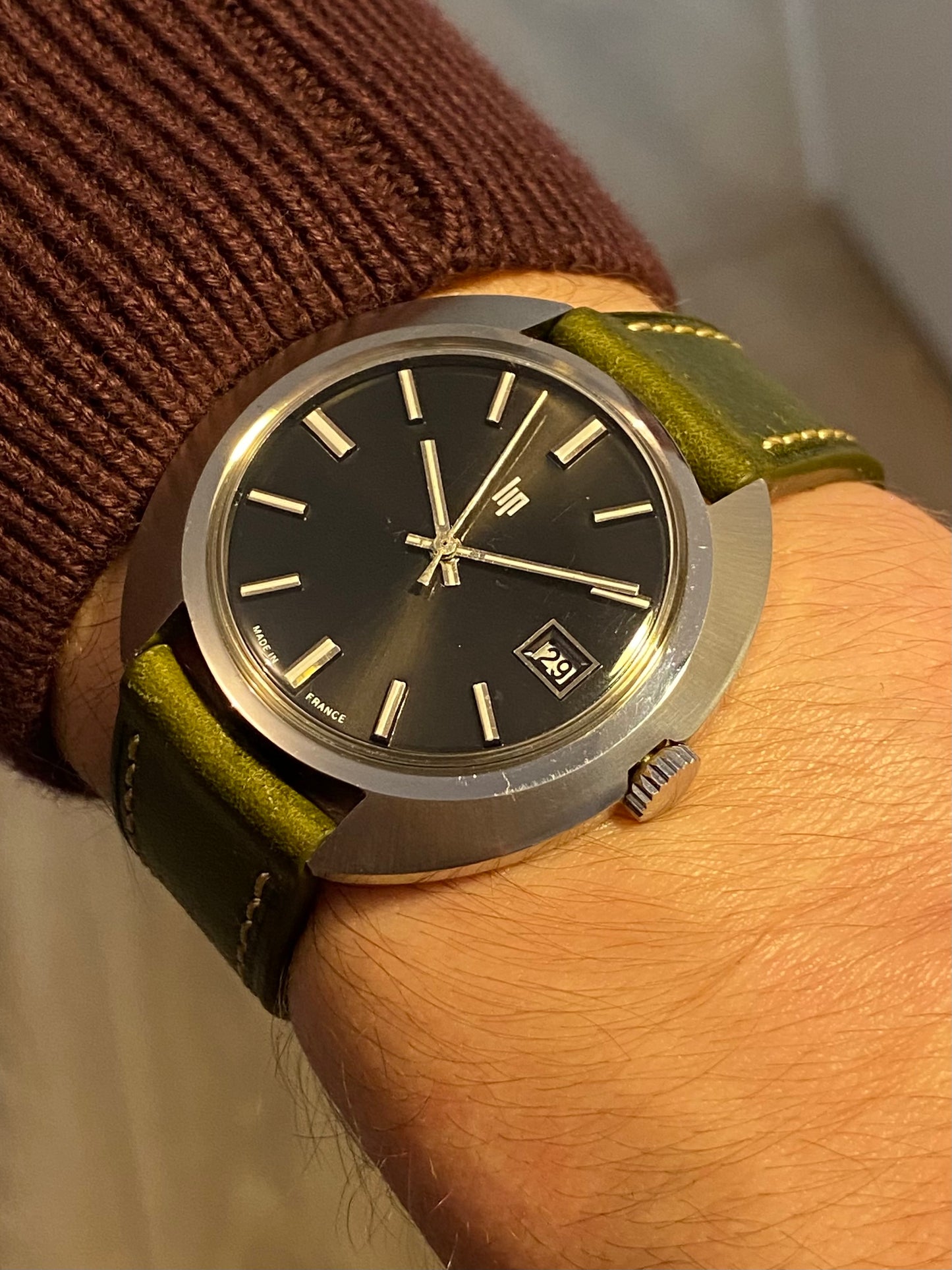 LIP Cadran Noir Montre Vintage Mécanique Cal.751 1960