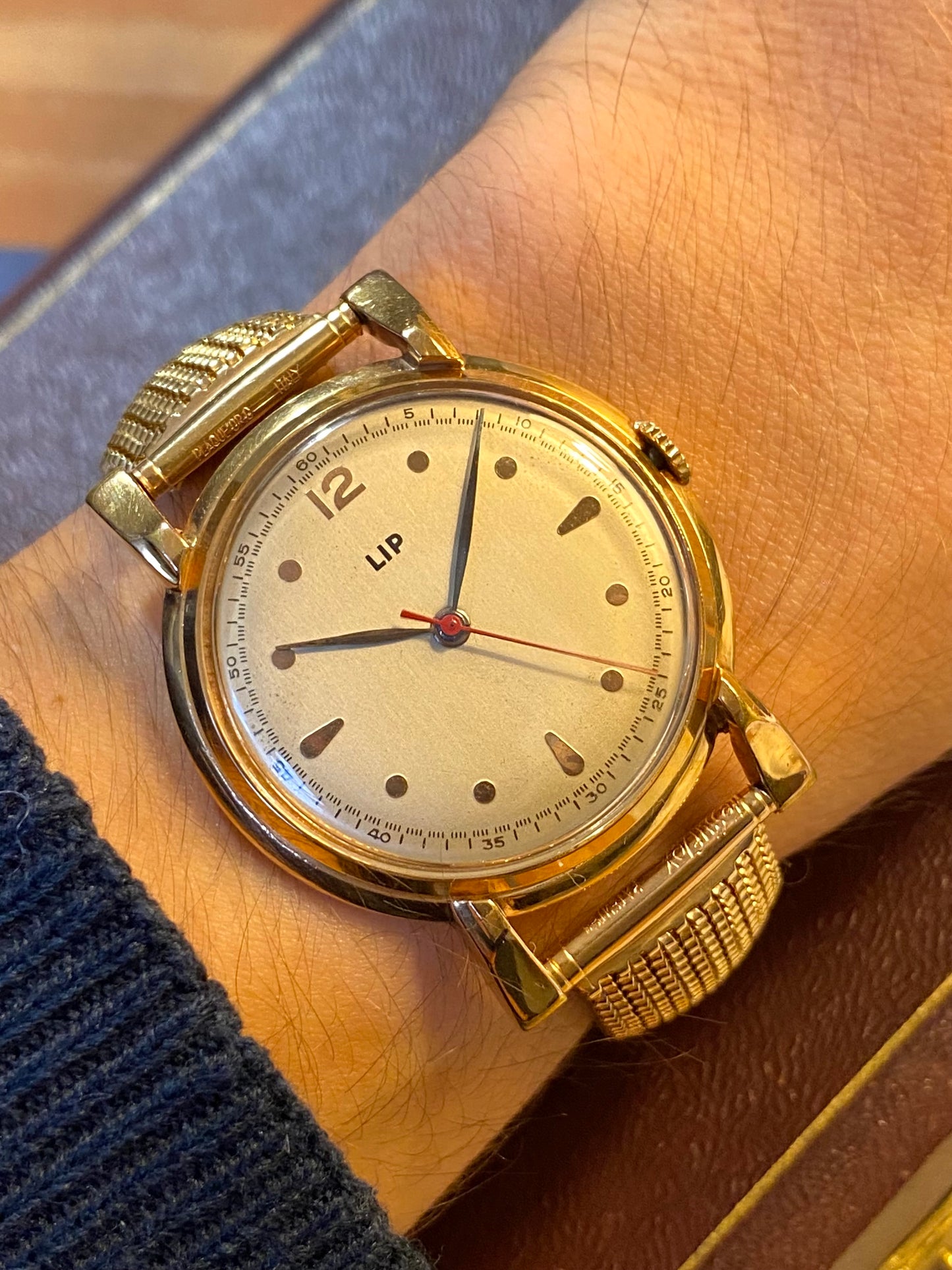 LIP Jumbo Size Montre Vintage Mécanique Plaqué Or R25 1960