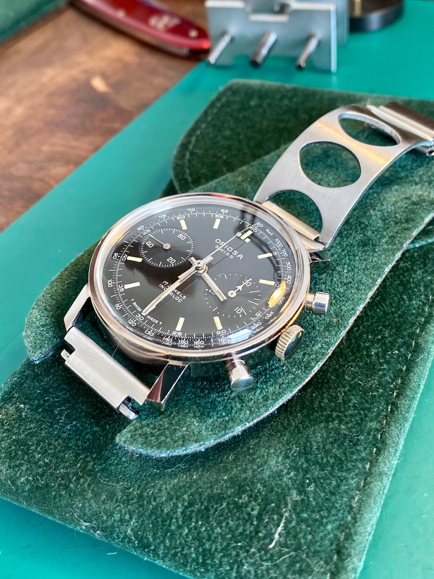Oriosa Swiss Montre Chronographe Landeron 248 Rallye Vintage Mécanique Jumbo 1960-1970