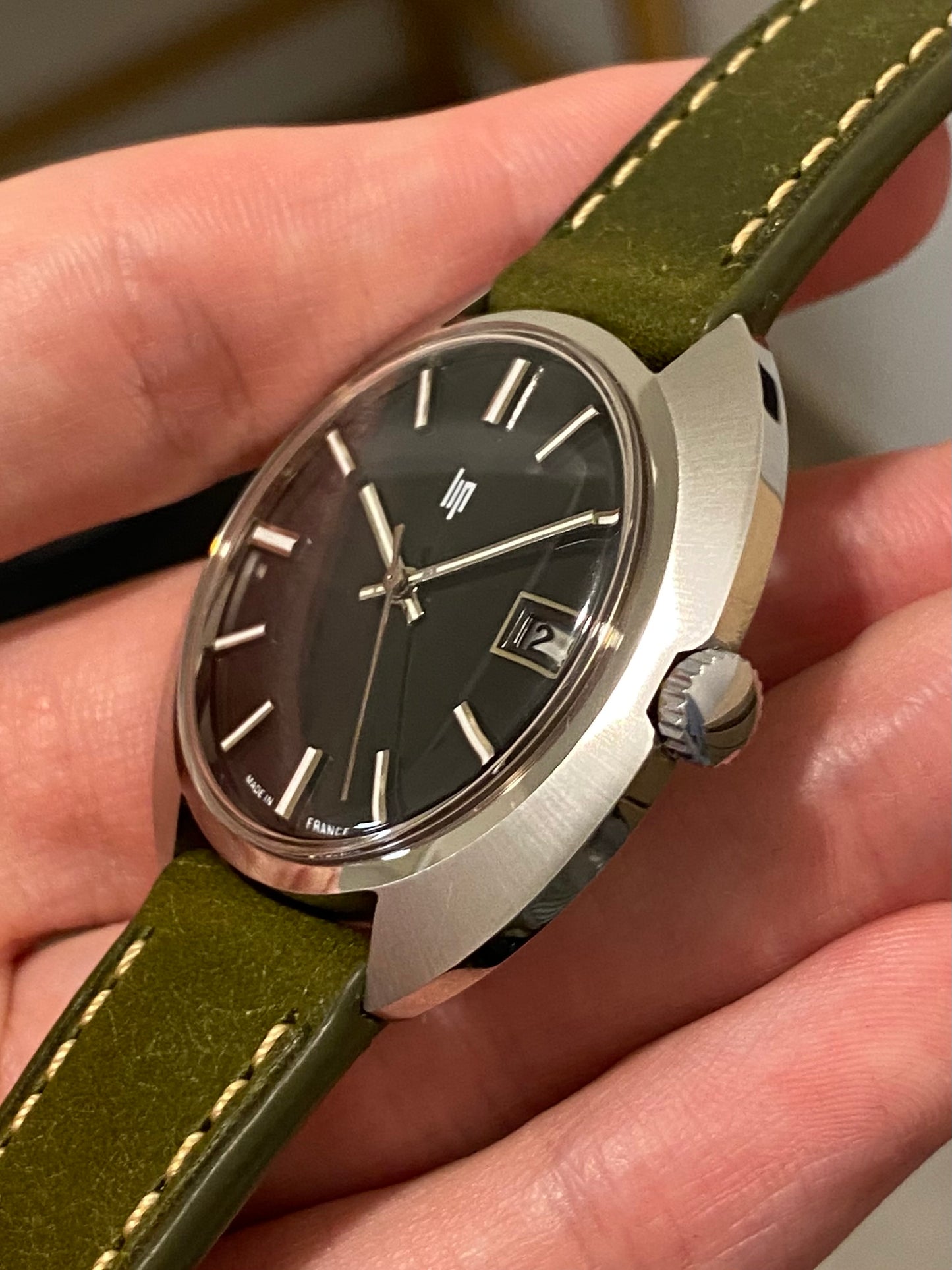 LIP Cadran Noir Montre Vintage Mécanique Cal.751 1960
